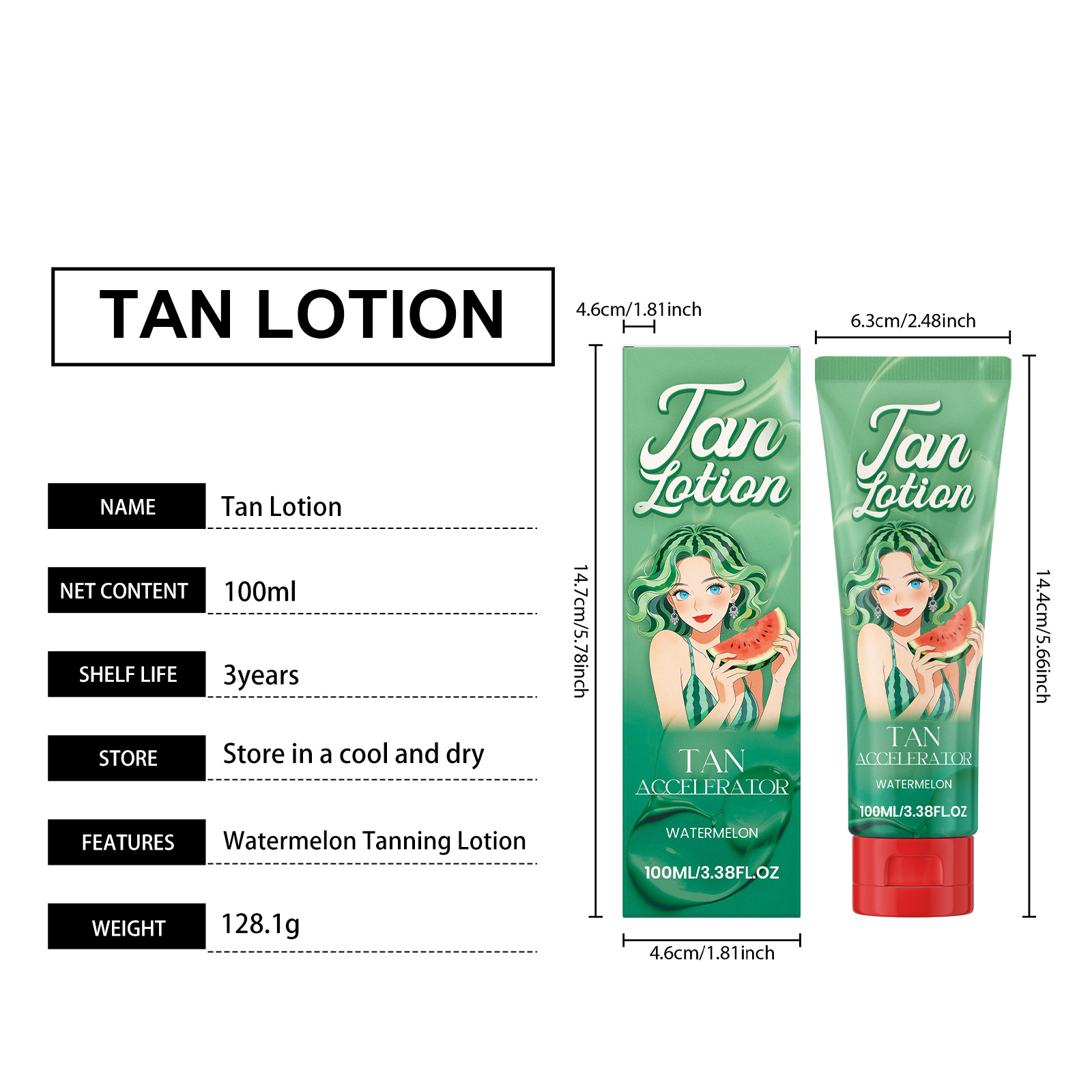 Watermelon Sugar Tanning Lotion Mild Moisturizing Soft Skin Daily Outdoor Activity Apply Deep Wheat Skin Care Cream