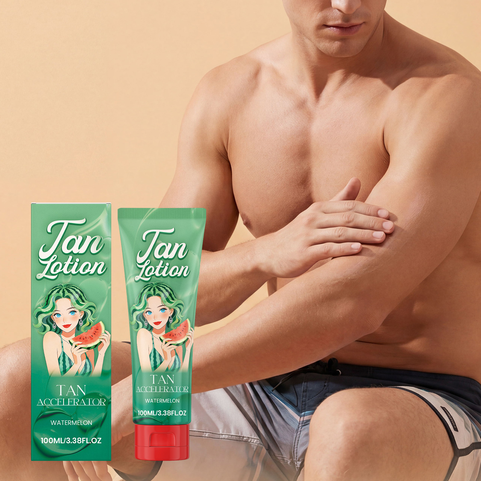 Watermelon Sugar Tanning Lotion Mild Moisturizing Soft Skin Daily Outdoor Activity Apply Deep Wheat Skin Care Cream