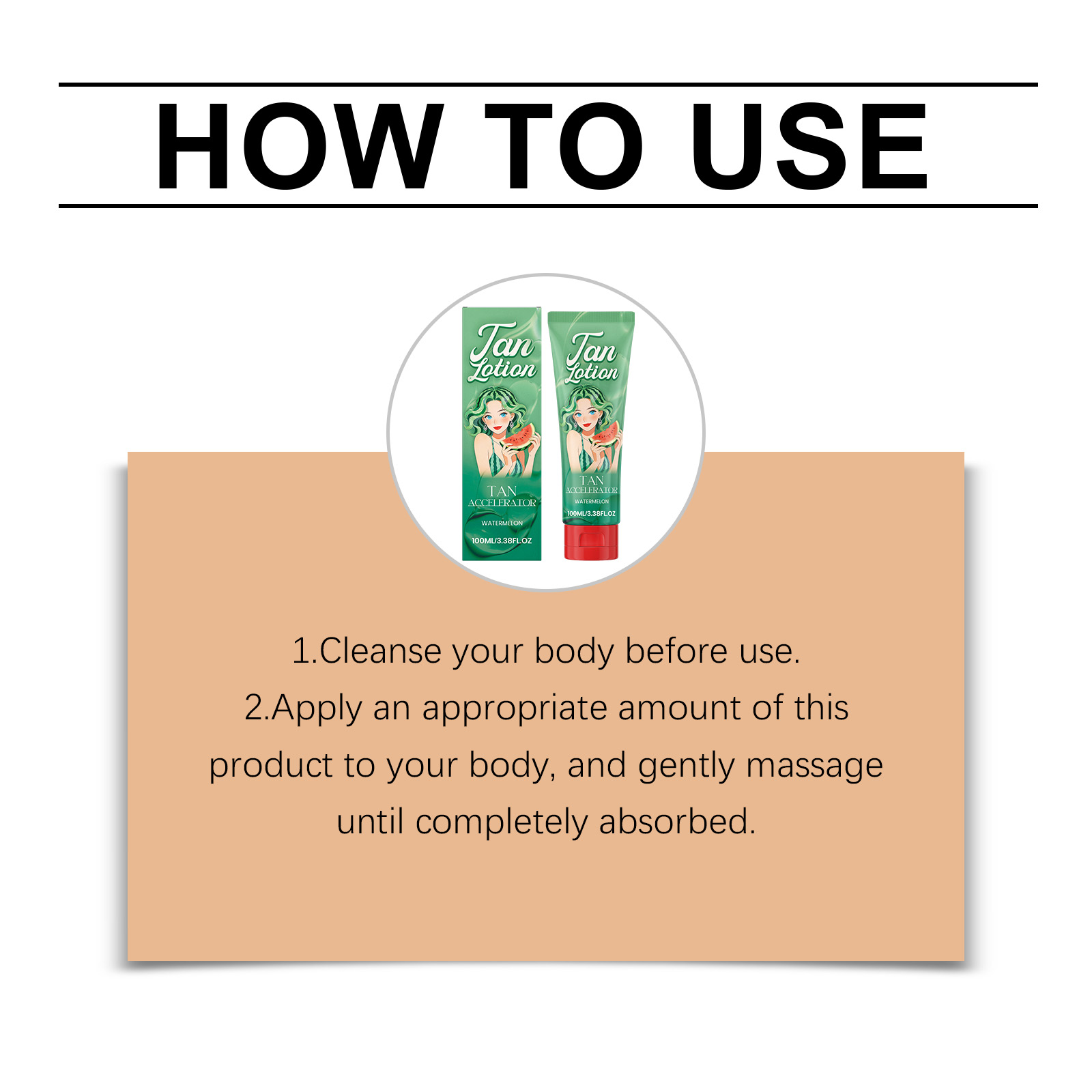 Watermelon Sugar Tanning Lotion Mild Moisturizing Soft Skin Daily Outdoor Activity Apply Deep Wheat Skin Care Cream