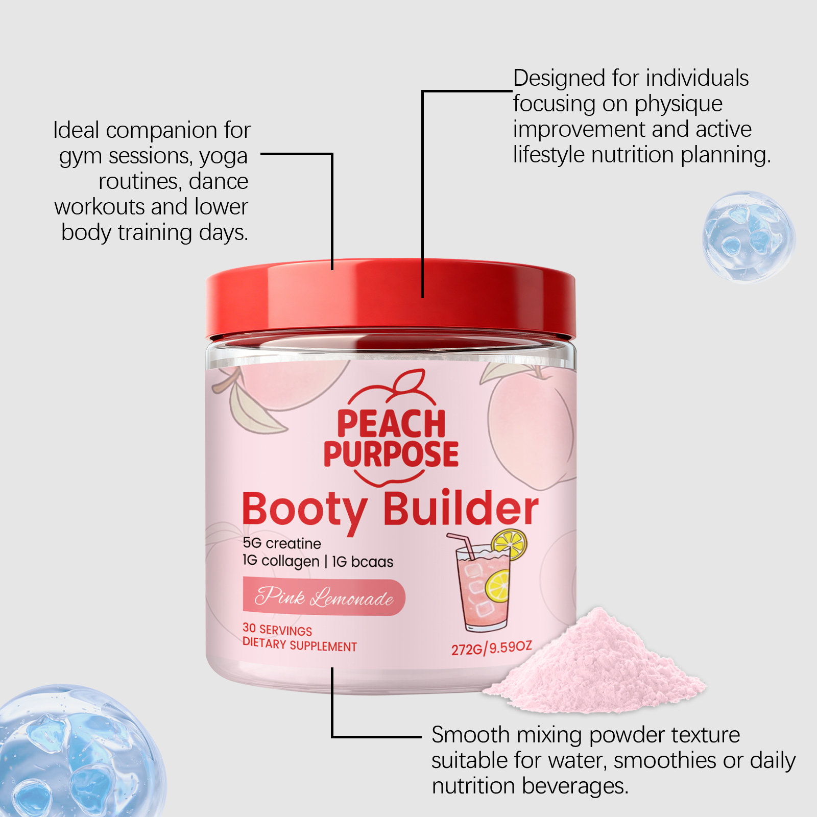 Peach Nutrition Powder Lift Hip Lines Portable Easy Brew Dietary Nutrition Supplement For Fitness Crowd Daily Body Care Health Nutrient