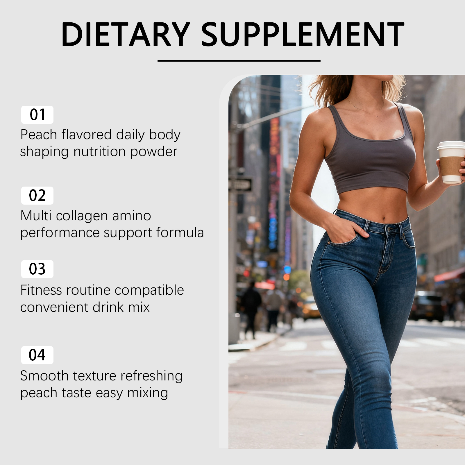 Peach Nutrition Powder Lift Hip Lines Portable Easy Brew Dietary Nutrition Supplement For Fitness Crowd Daily Body Care Health Nutrient