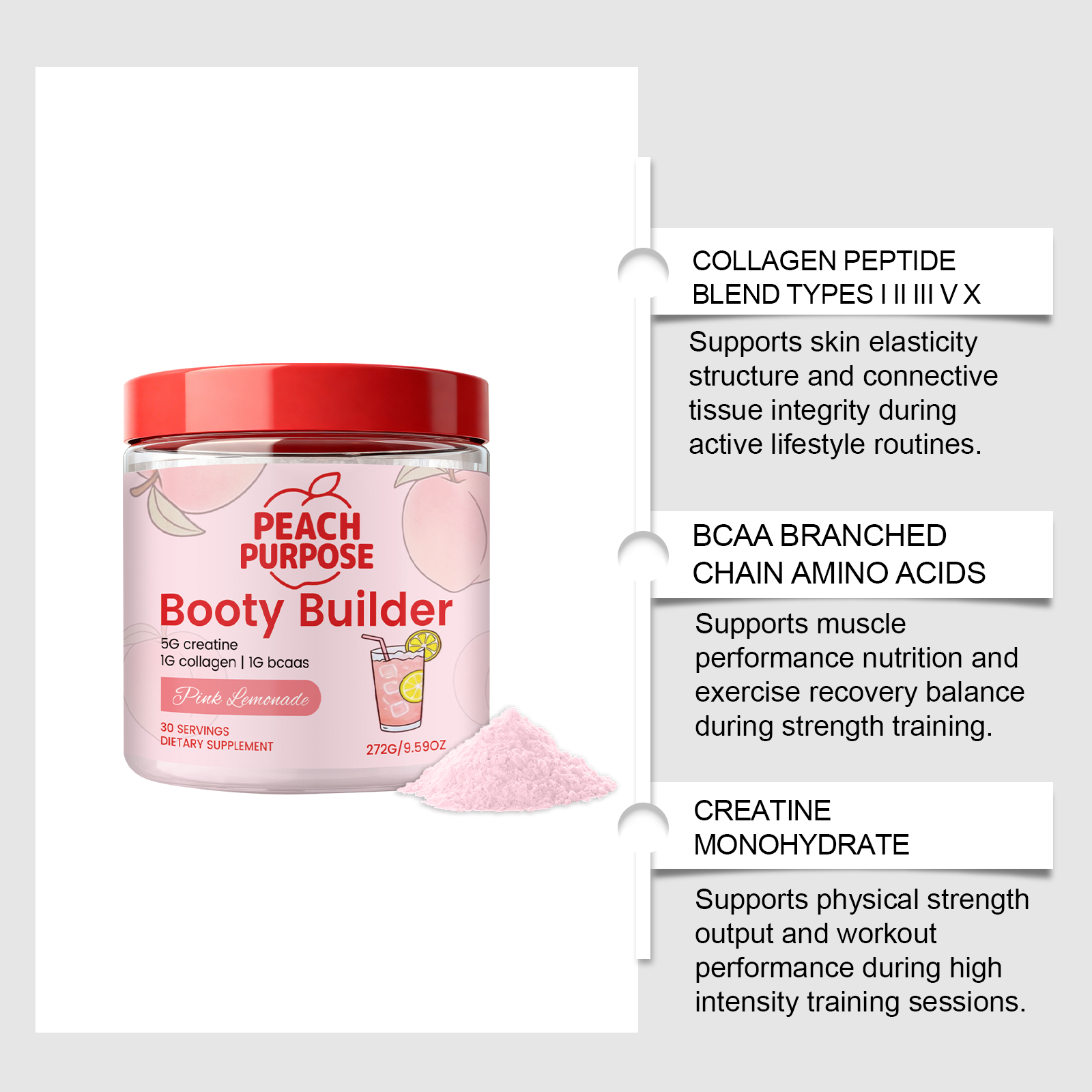 Peach Nutrition Powder Lift Hip Lines Portable Easy Brew Dietary Nutrition Supplement For Fitness Crowd Daily Body Care Health Nutrient