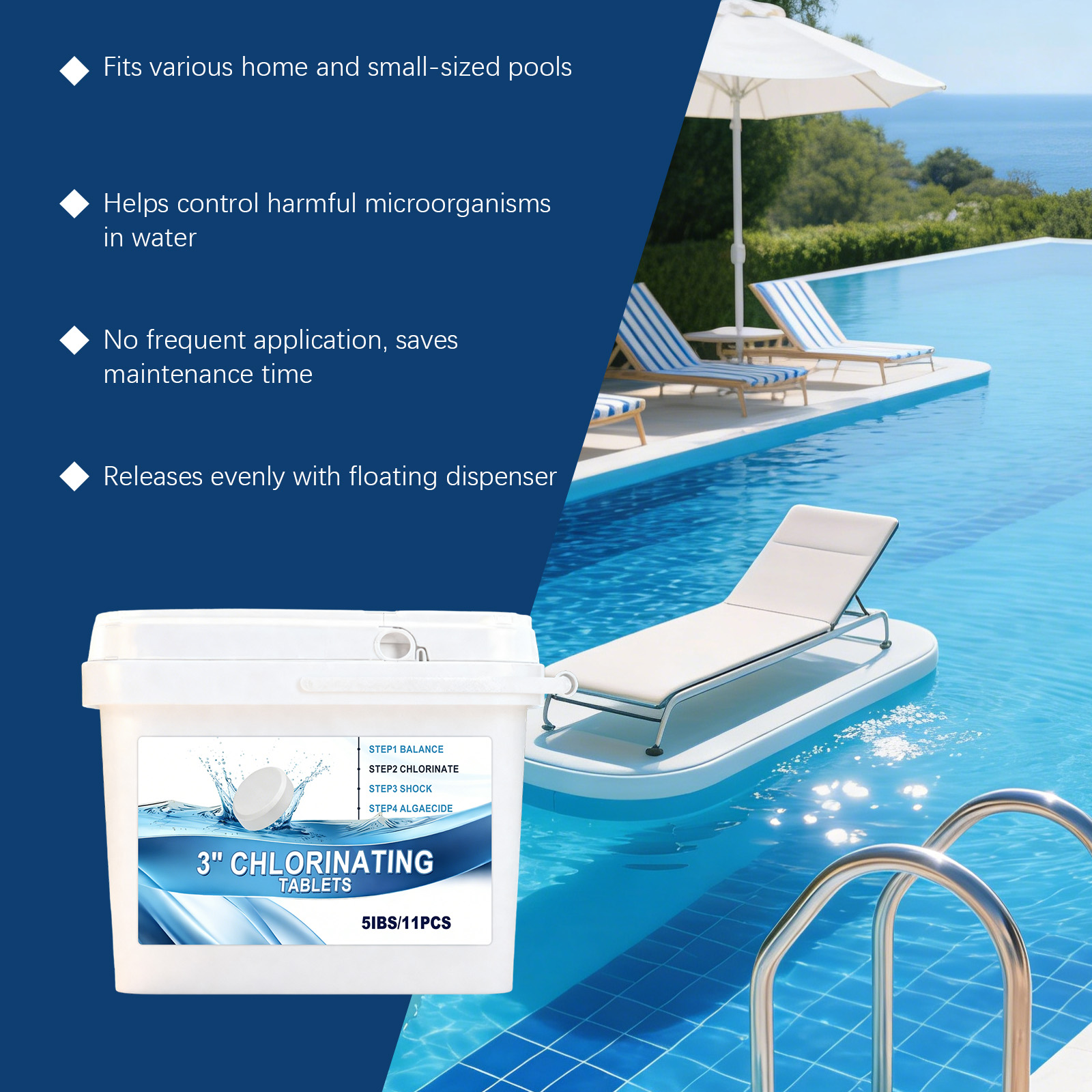 Pool Cleaning Tablets Fast Dissolving Odor Clear Water Purify Stain Remove Portable Care Home Outdoor Apply
