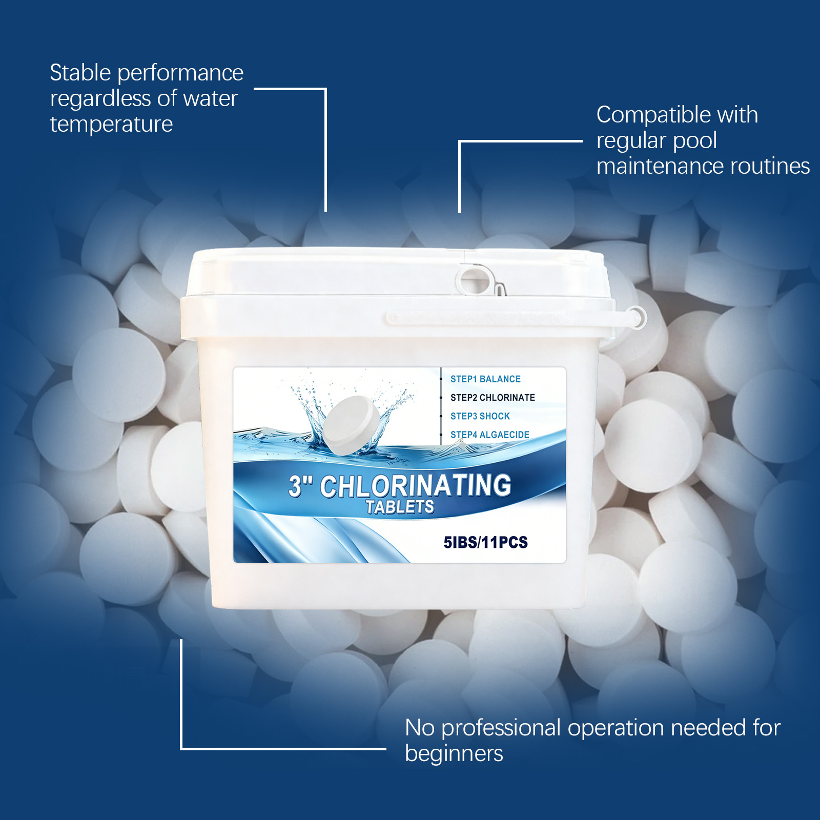 Pool Cleaning Tablets Fast Dissolving Odor Clear Water Purify Stain Remove Portable Care Home Outdoor Apply