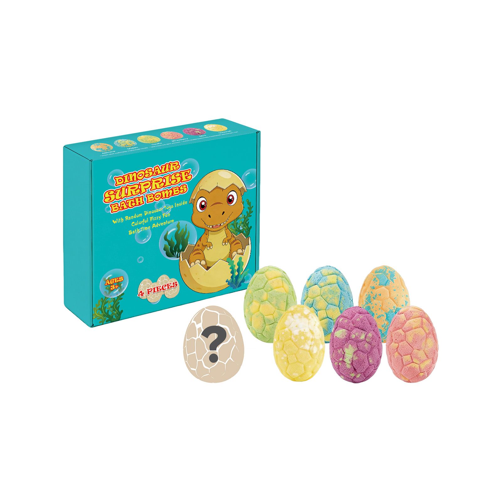 Fun Dinosaur Bubble Bath Bomb Set Colorful Long Lasting Fragrance Mild Moisturizing Cleansing Body Skin