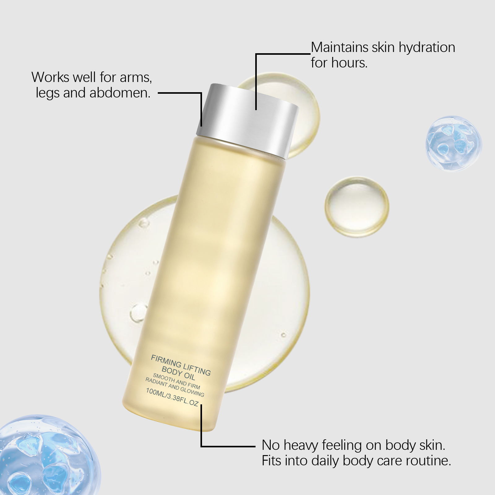 Body Skin Care Oil Mild Hydrating Moisturizing Gentle Lightweight Fast Absorb For External Skin Massage Application