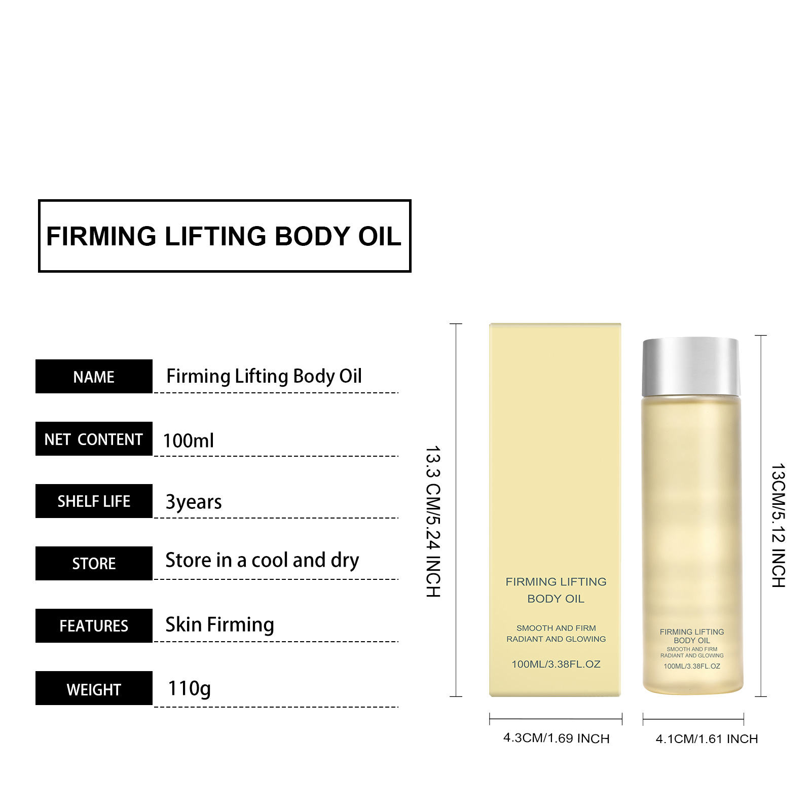 Body Skin Care Oil Mild Hydrating Moisturizing Gentle Lightweight Fast Absorb For External Skin Massage Application