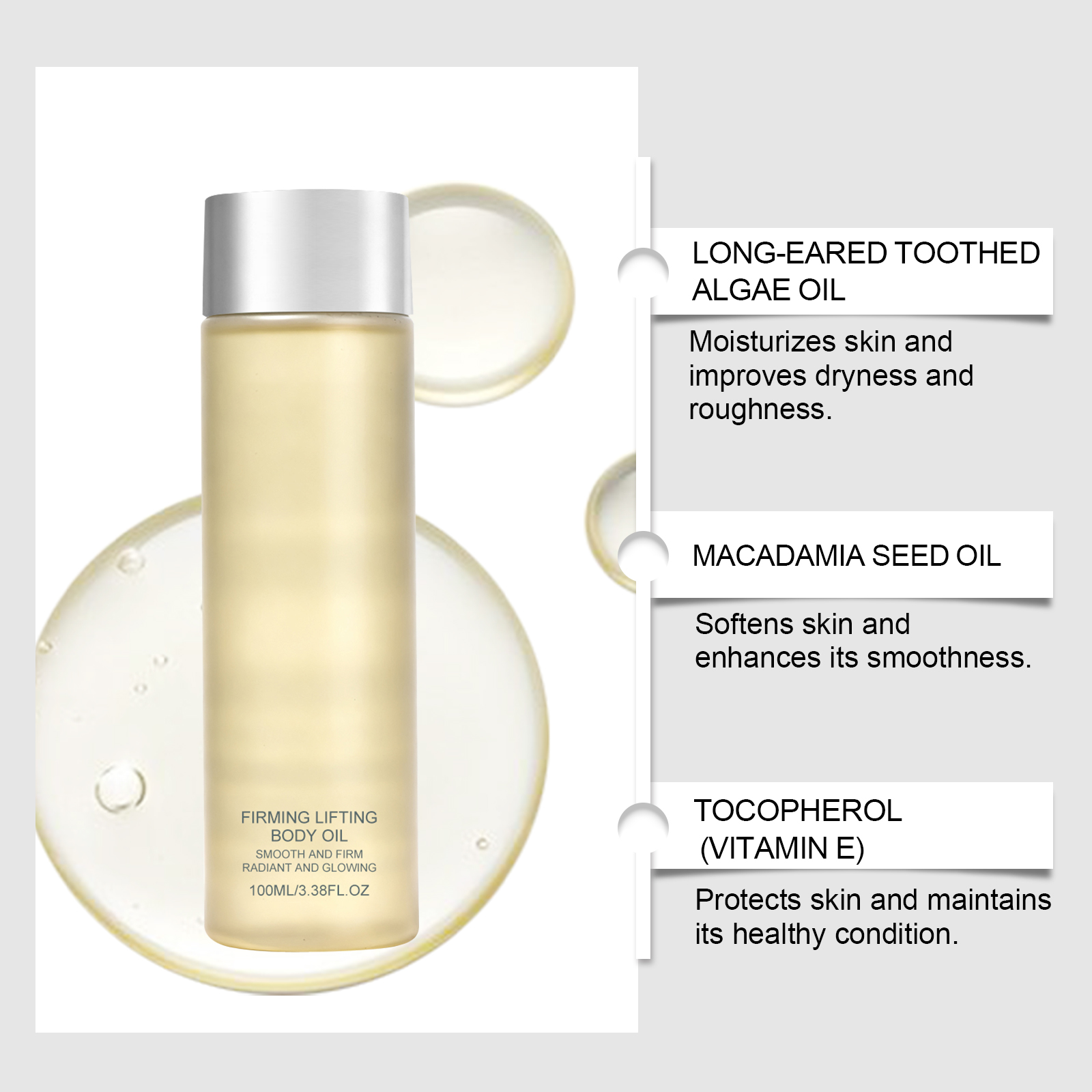 Body Skin Care Oil Mild Hydrating Moisturizing Gentle Lightweight Fast Absorb For External Skin Massage Application