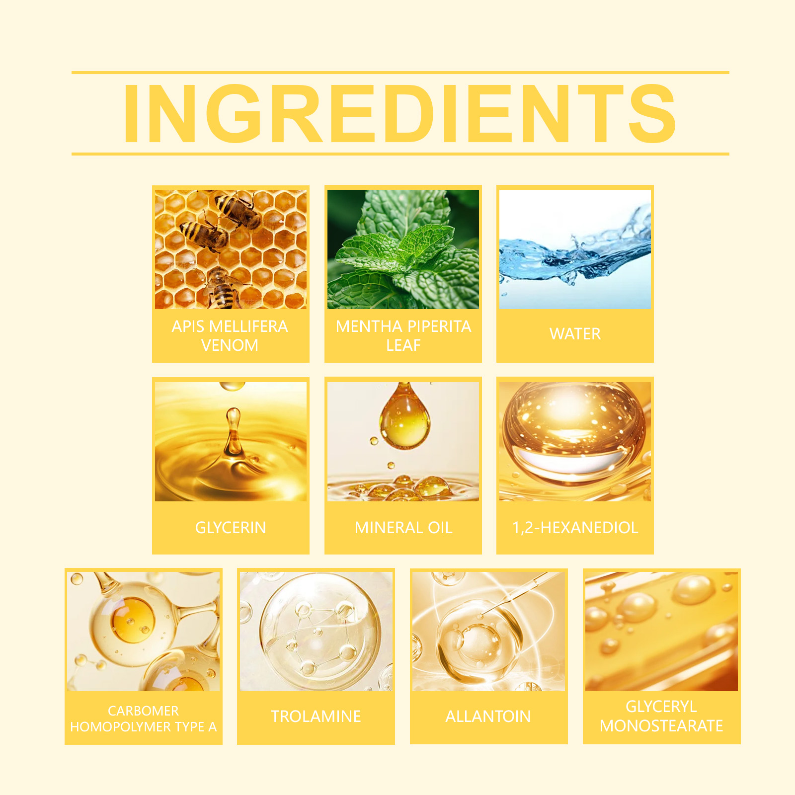 Bee Venom Skin Care Cream Mild Cleansing Smoothing Hydrating Moisturizing Firming Body Treatment