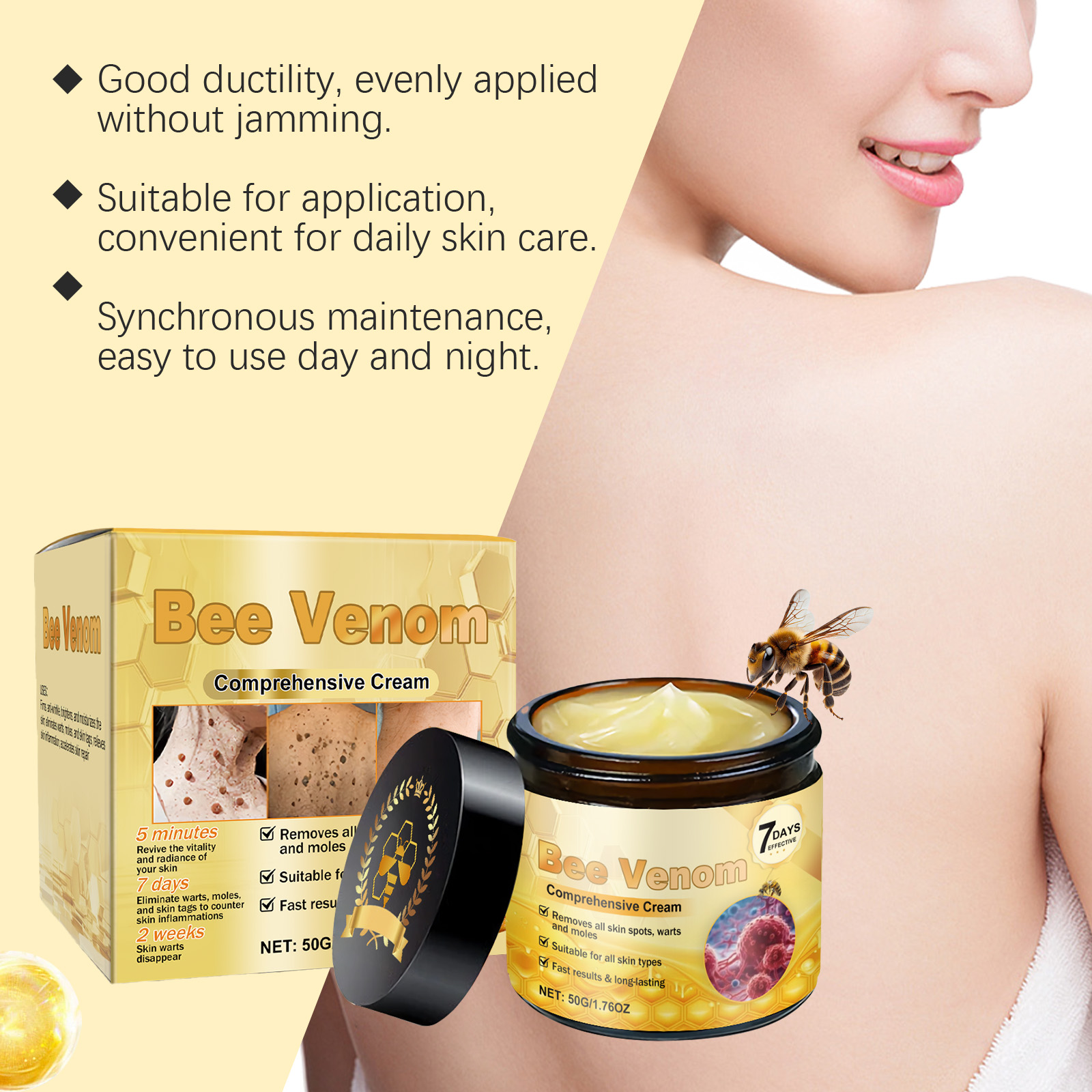 Bee Venom Skin Care Cream Mild Cleansing Smoothing Hydrating Moisturizing Firming Body Treatment