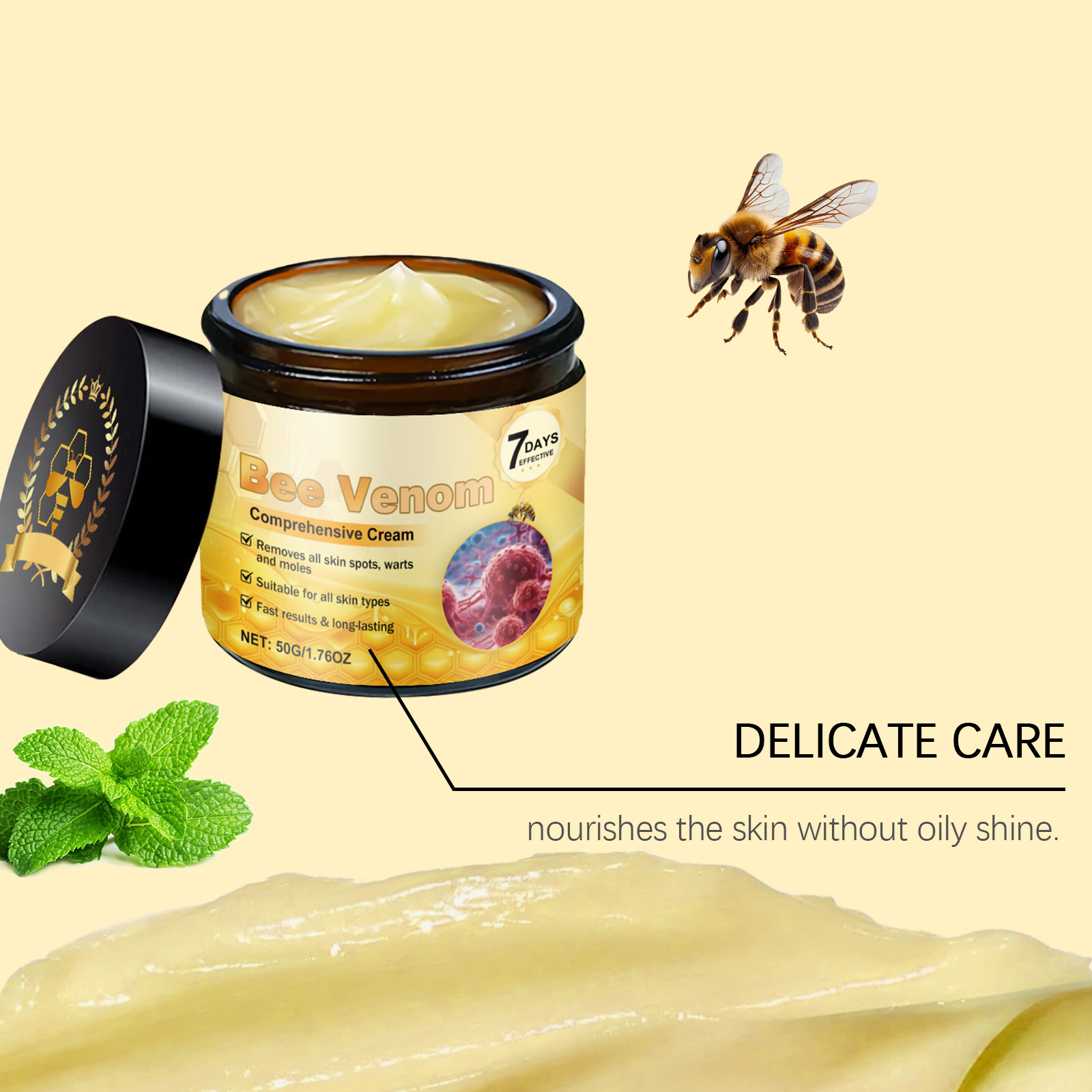 Bee Venom Skin Care Cream Mild Cleansing Smoothing Hydrating Moisturizing Firming Body Treatment