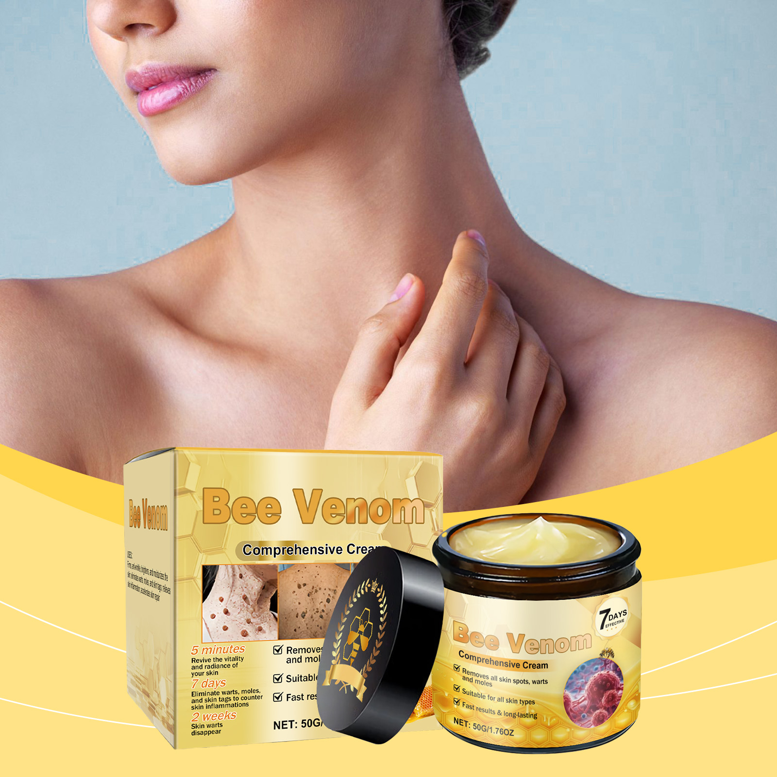 Bee Venom Skin Care Cream Mild Cleansing Smoothing Hydrating Moisturizing Firming Body Treatment