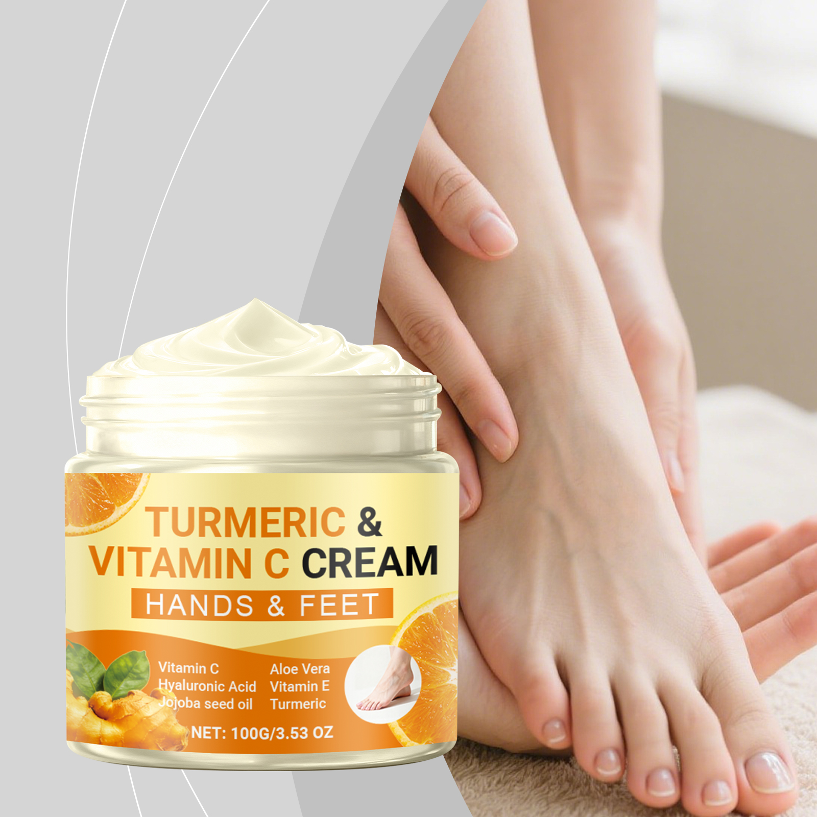 Turmeric Vitamin C Moisturizing Cream Nourishing Hydrating Dry Skin Foot Sole Autumn Winter Care
