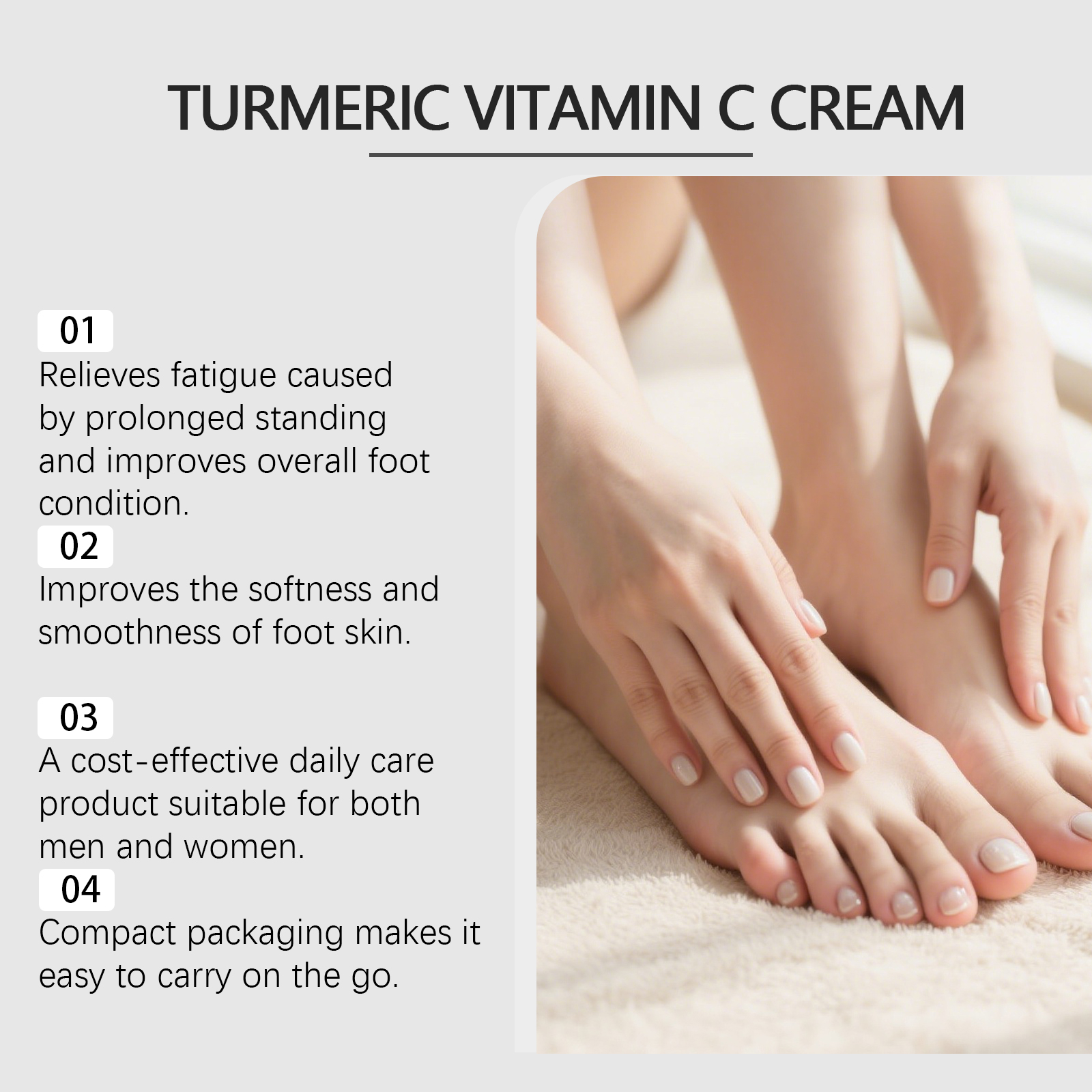 Turmeric Vitamin C Moisturizing Cream Nourishing Hydrating Dry Skin Foot Sole Autumn Winter Care
