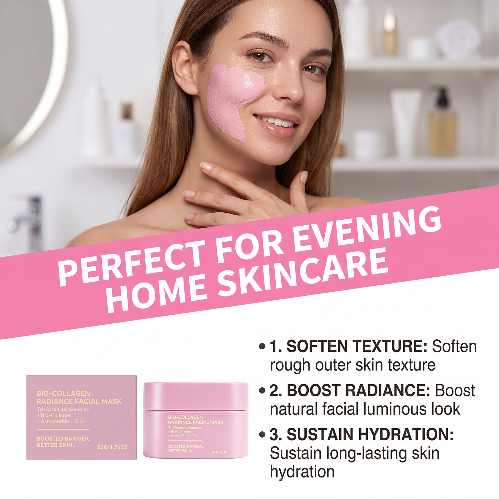 Collagen Brightening Mask Moisturizing Gentle Tender Hydrating Smearing Facial Skin Care Product
