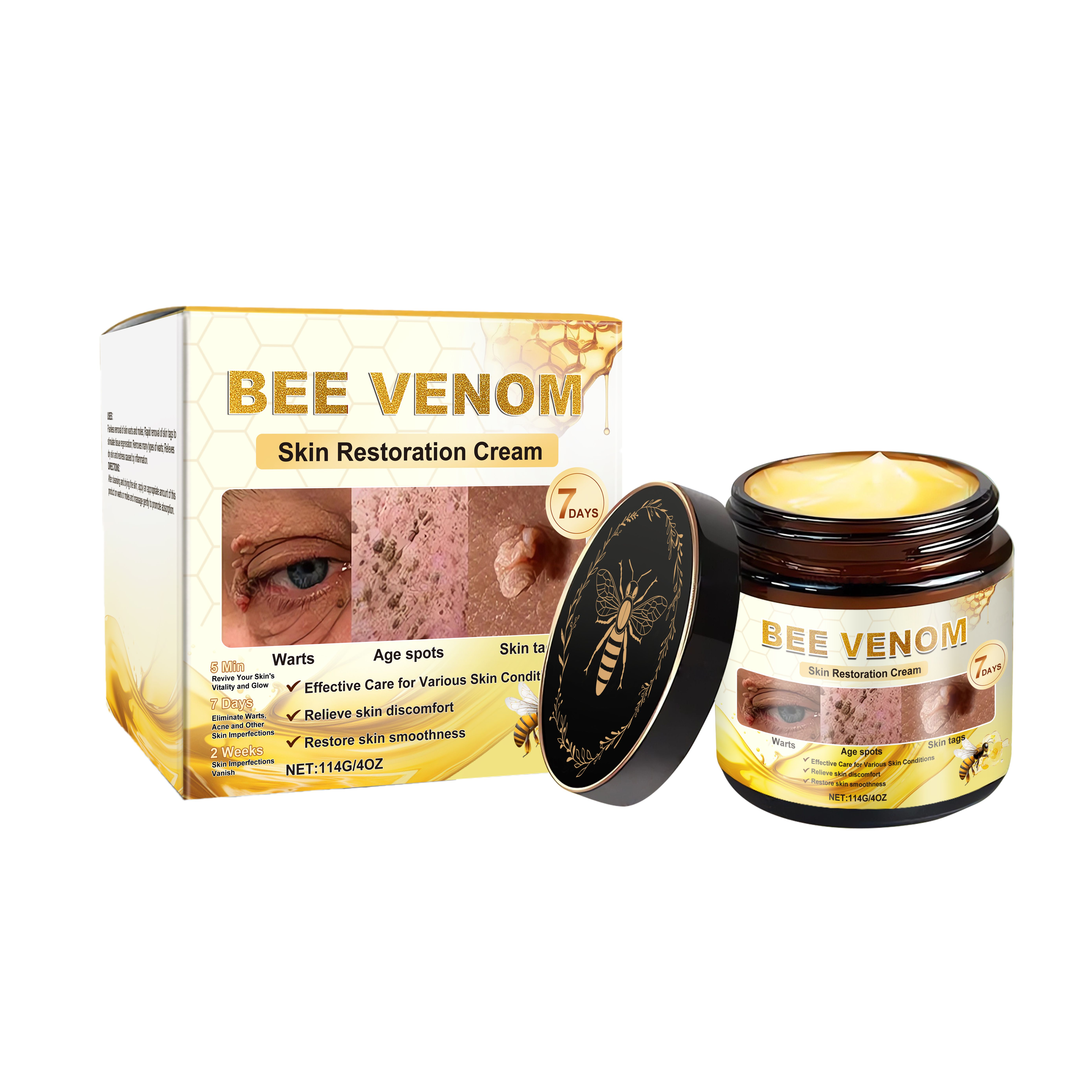 Bee Venom Skin Care Cream Herbal Formula Mild Nourishing Cleansing Body Skin Moisturizing Smoothing Tender Care