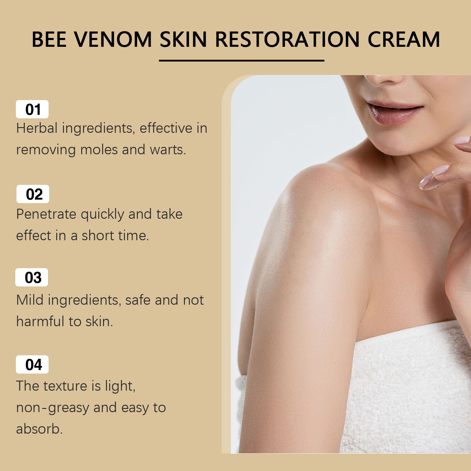 Bee Venom Skin Care Cream Herbal Formula Mild Nourishing Cleansing Body Skin Moisturizing Smoothing Tender Care