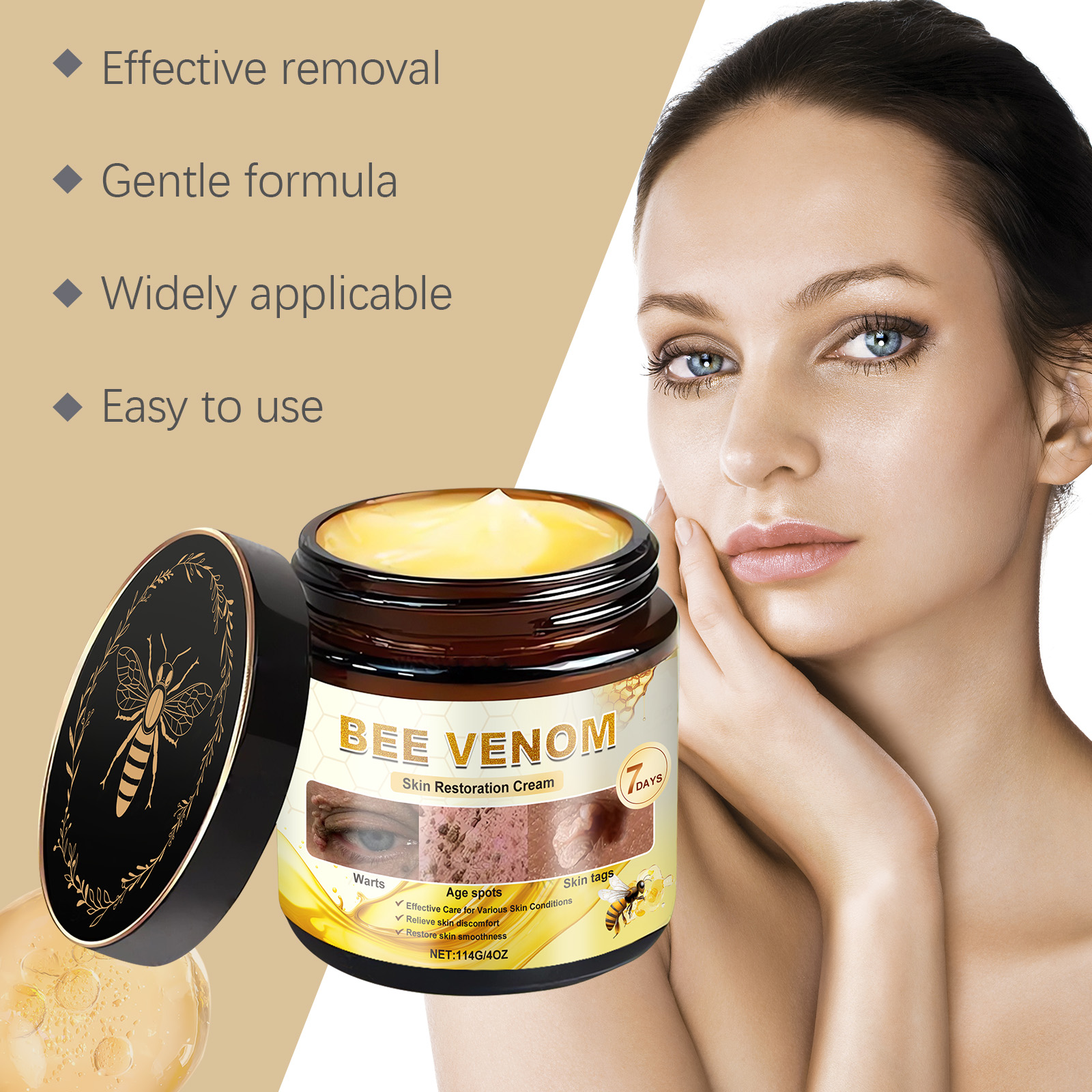 Bee Venom Skin Care Cream Herbal Formula Mild Nourishing Cleansing Body Skin Moisturizing Smoothing Tender Care