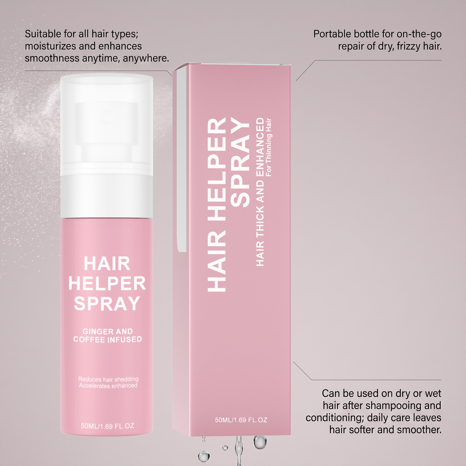Moisturizing Softening Hair Care Spray Nourishes Dry Hair Protects Scalp Improves Fluffy Texture