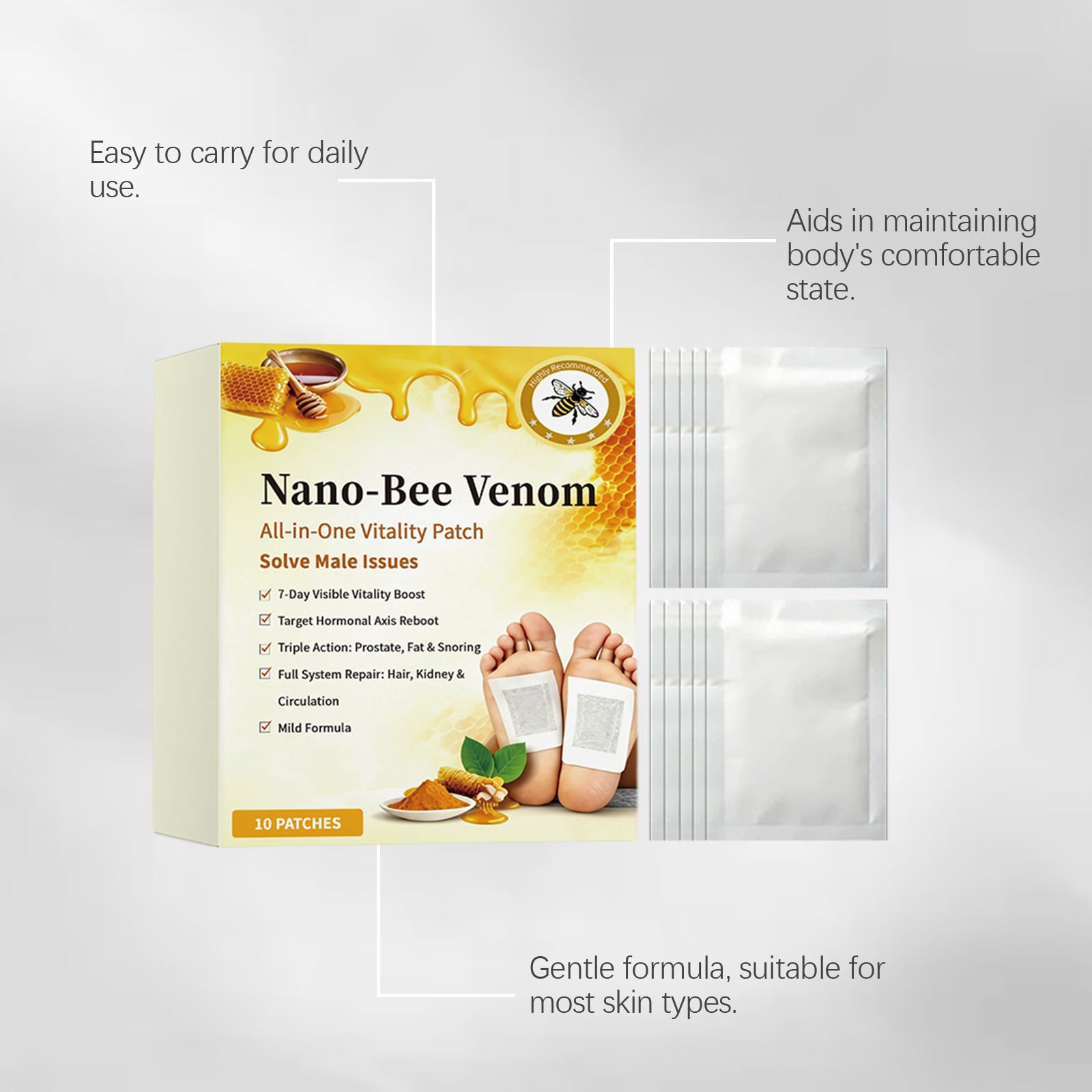 Body Care Foot Patch Herbal Ingredients Mild Care Body Skin Comfort Soft Breathable Fit Foot Patch