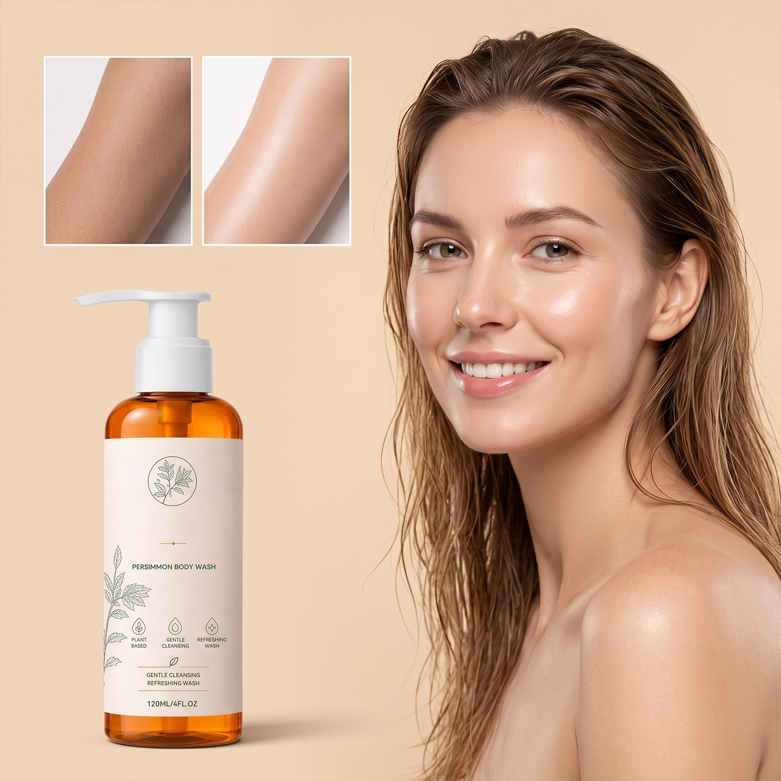 Persimmon Refreshing Body Wash Gentle Cleansing Fresh Deodorizing Hydrating Moisturizing Sensitive Skin Applicable Bath Lotion