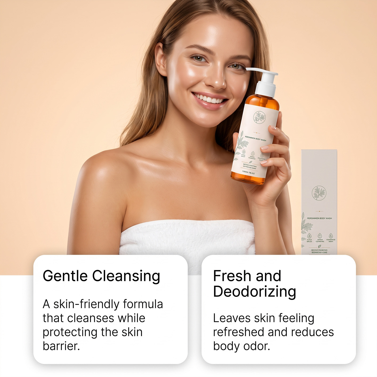 Persimmon Refreshing Body Wash Gentle Cleansing Fresh Deodorizing Hydrating Moisturizing Sensitive Skin Applicable Bath Lotion