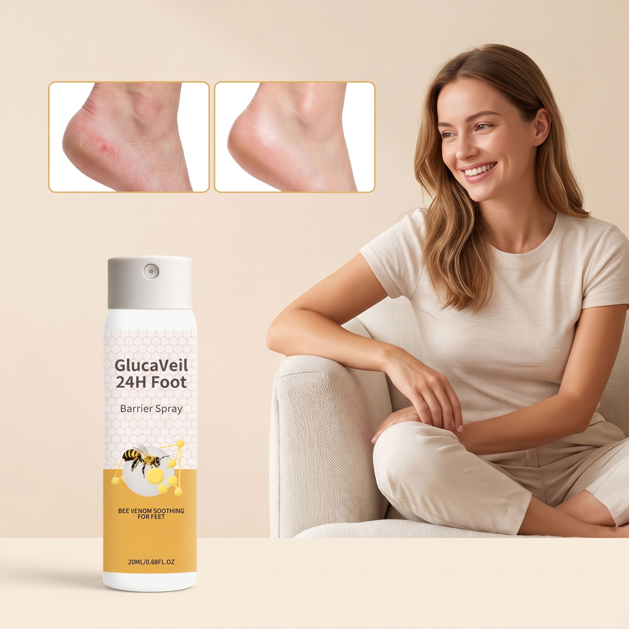 Bee Venom Foot Care Spray Gentle Cleansing Foot Skin Comfort Care Refreshing Daily Care Spray