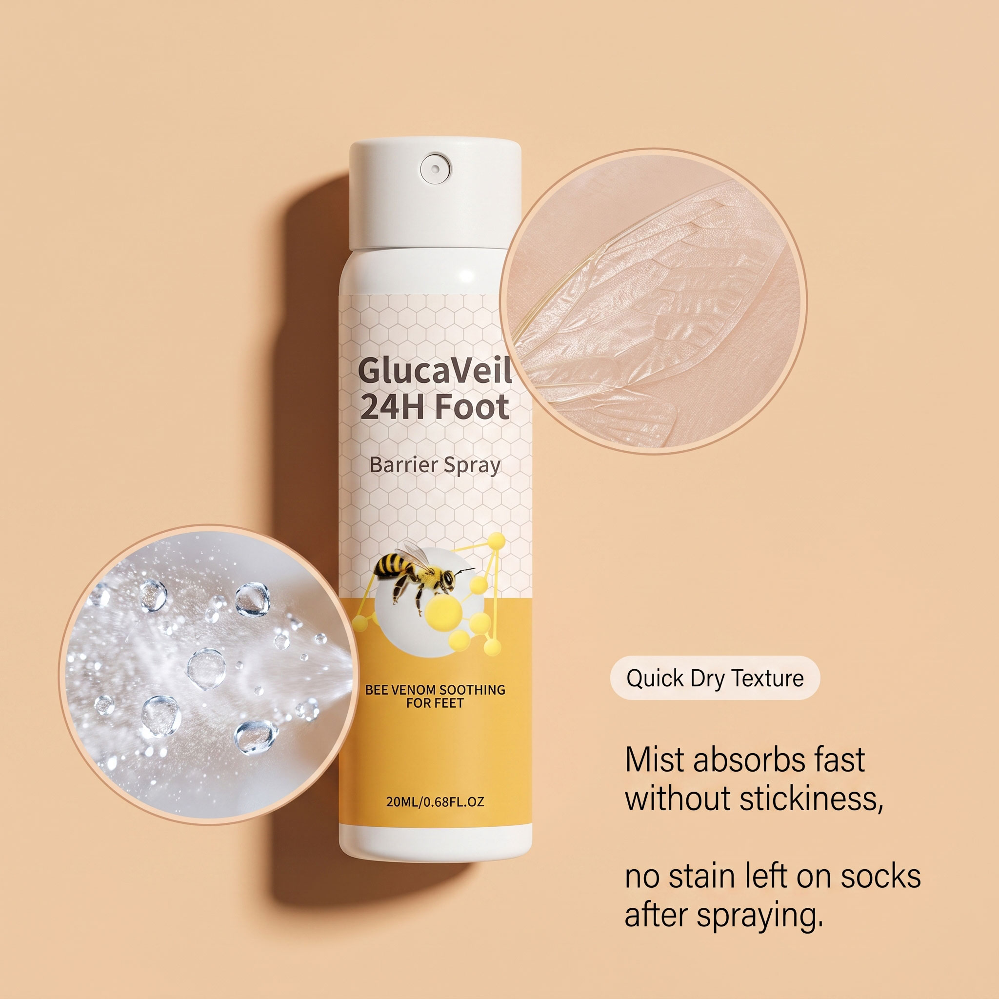 Bee Venom Foot Care Spray Gentle Cleansing Foot Skin Comfort Care Refreshing Daily Care Spray