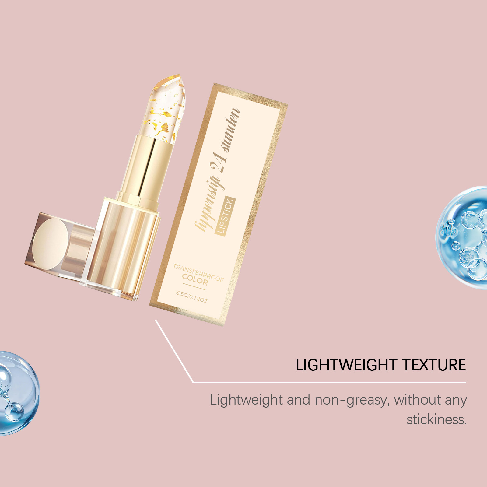 Gold Leaf Temperature Change Moisturizing Lip Balm Daily Care Lip Skin Smooth Pink Light Non Sticky Non Cup