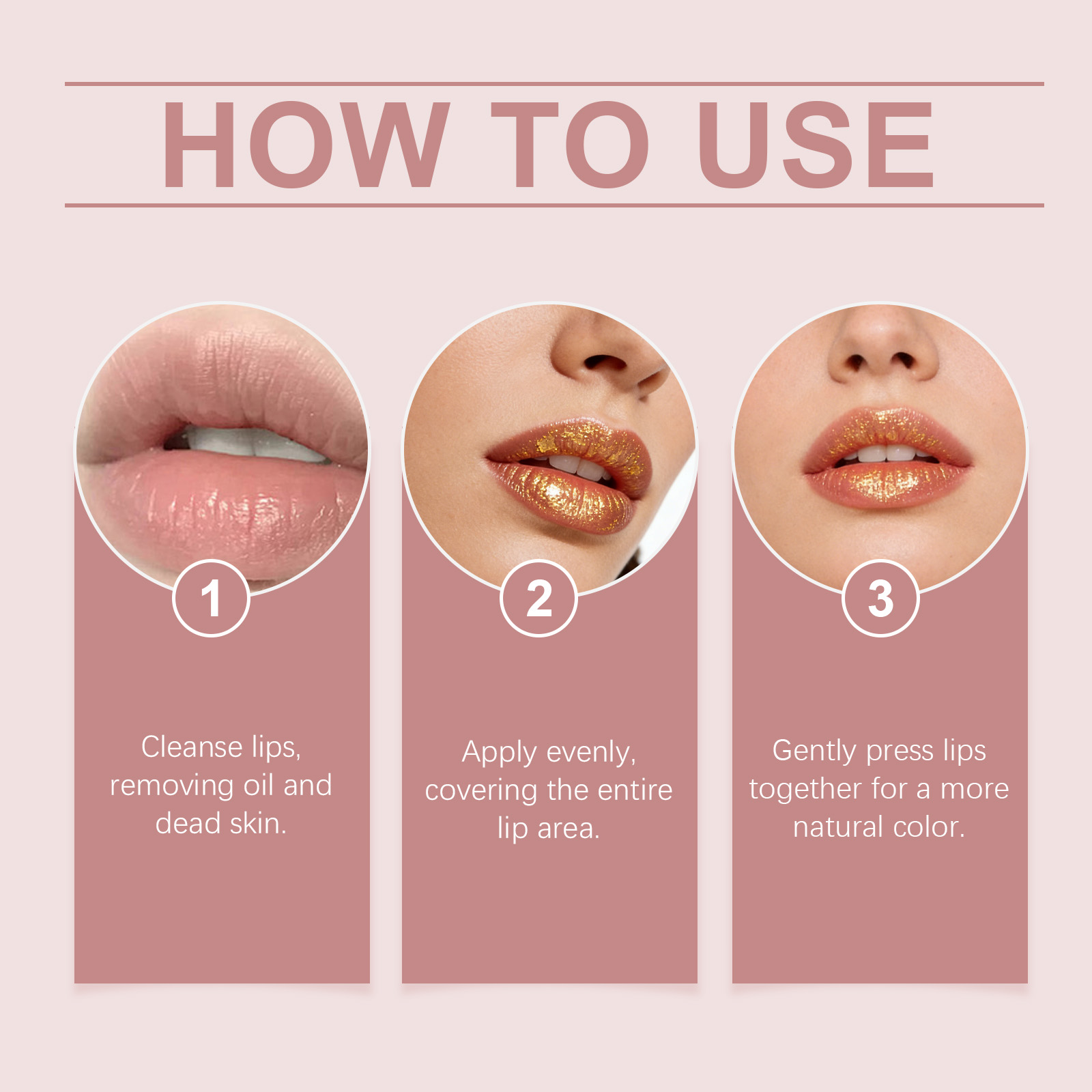 Gold Leaf Temperature Change Moisturizing Lip Balm Daily Care Lip Skin Smooth Pink Light Non Sticky Non Cup