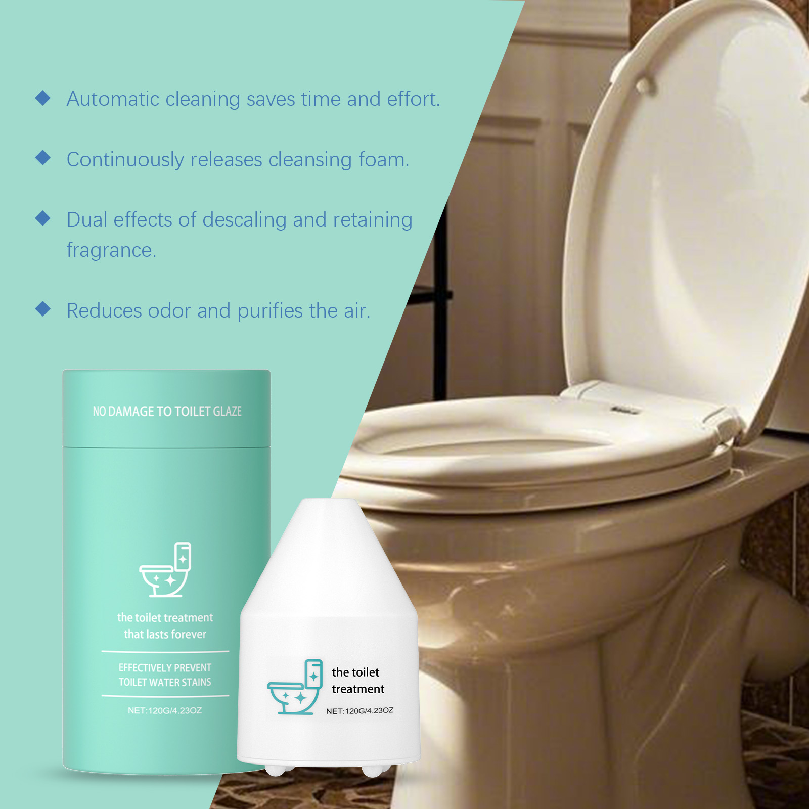 Toilet Cleaner Gentle Stain Removing Scale Cleansing Fresh Odor Eliminating Foam Dispensing Bathroom Toilet