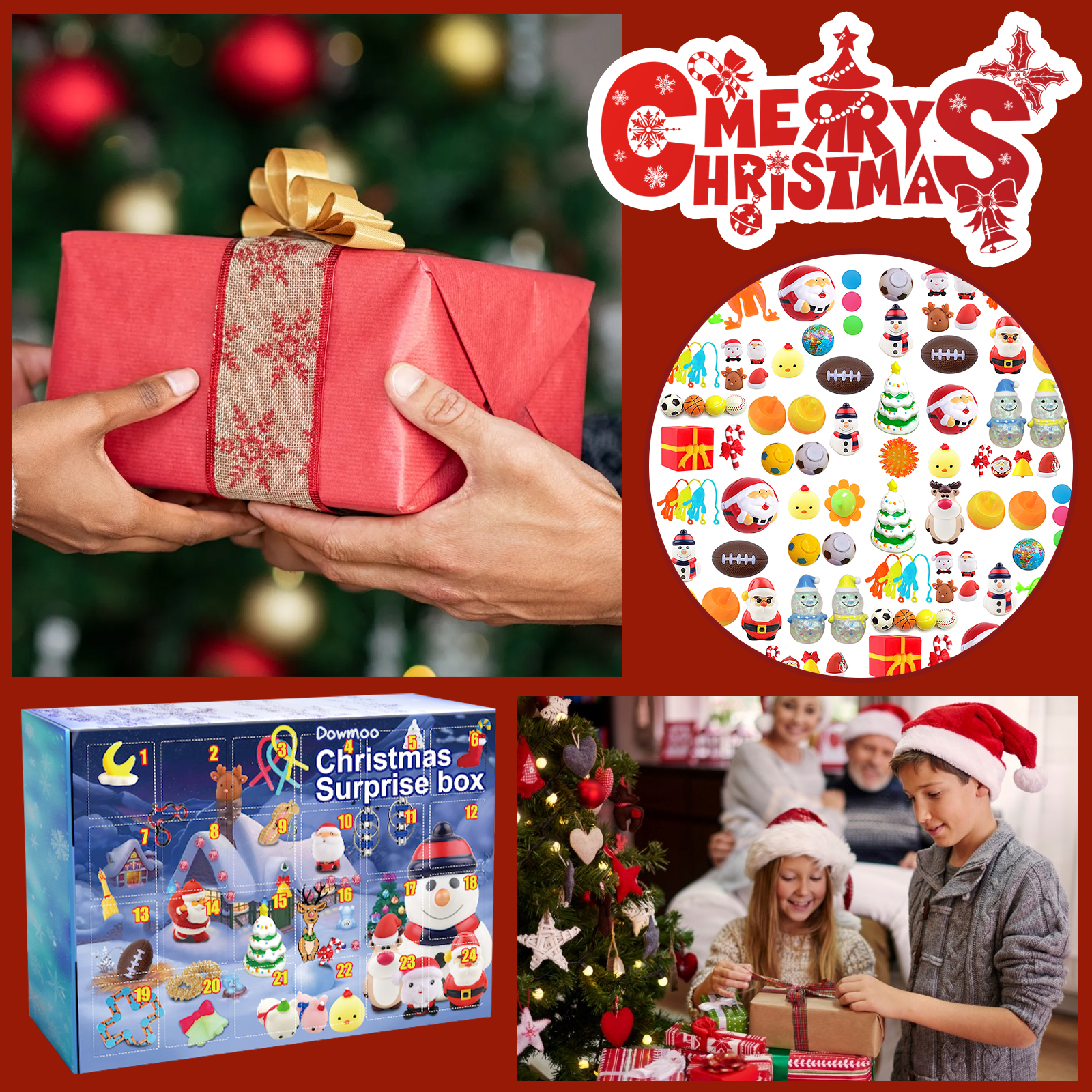 Dowmoo Christmas Surprise Blind Box Christmas Stress Relief Toy Festival Atmosphere 24 Grid Random Hidden Blind Box Gift