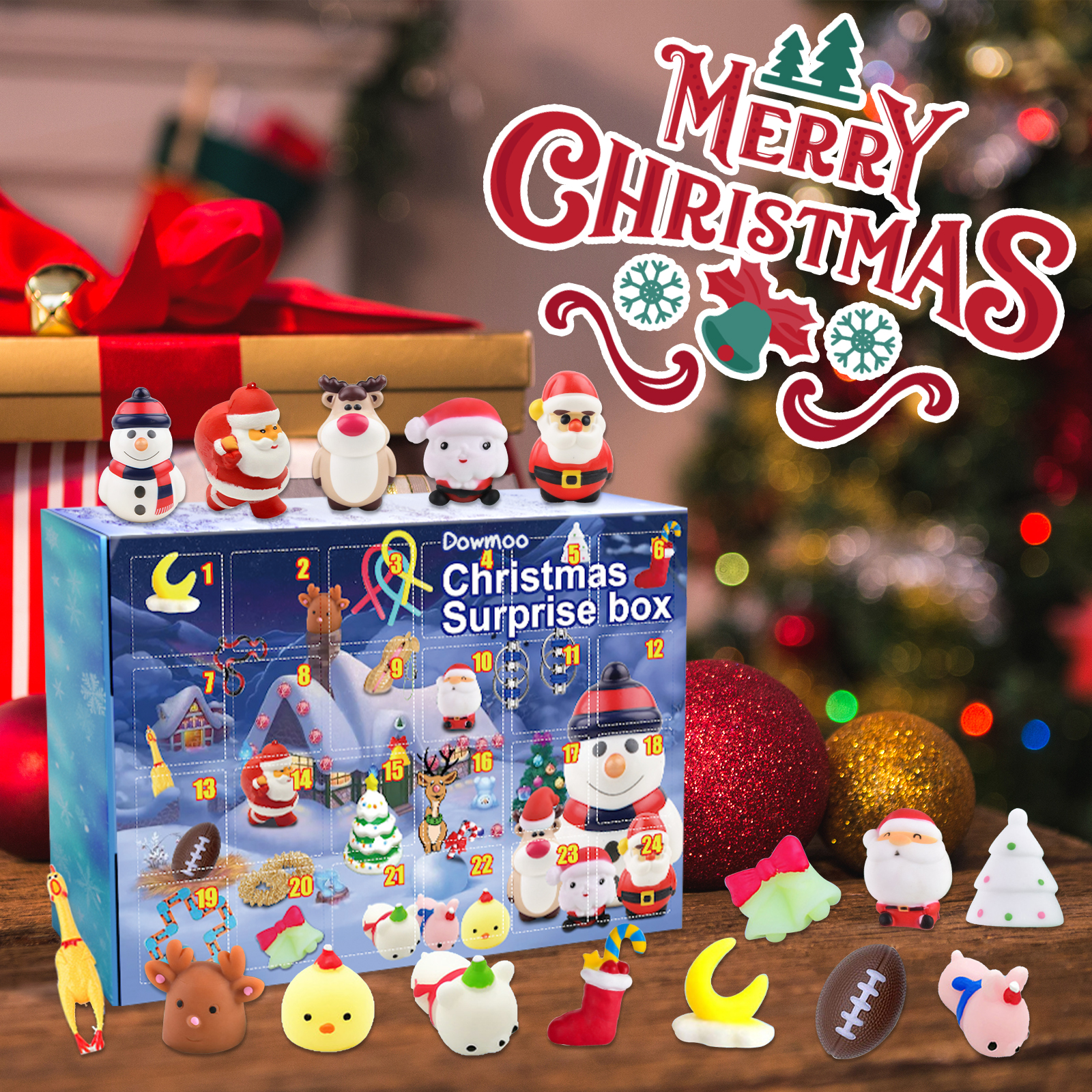 Dowmoo Christmas Surprise Blind Box Christmas Stress Relief Toy Festival Atmosphere 24 Grid Random Hidden Blind Box Gift