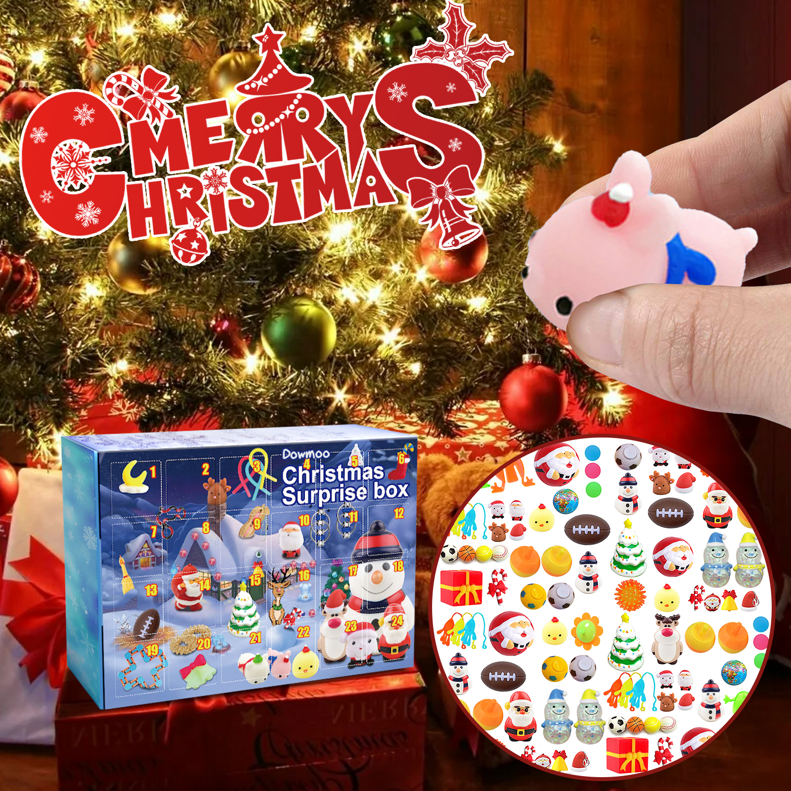 Dowmoo Christmas Surprise Blind Box Christmas Stress Relief Toy Festival Atmosphere 24 Grid Random Hidden Blind Box Gift