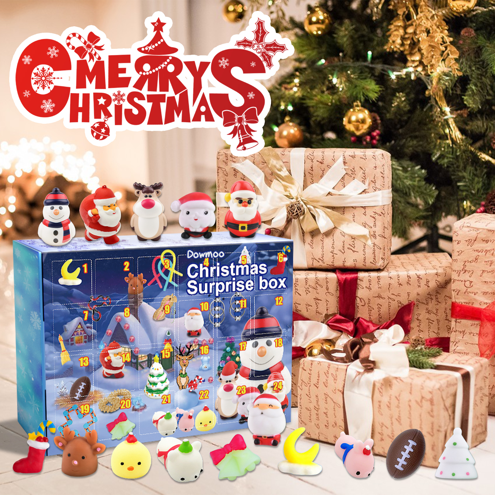 Dowmoo Christmas Surprise Blind Box Christmas Stress Relief Toy Festival Atmosphere 24 Grid Random Hidden Blind Box Gift