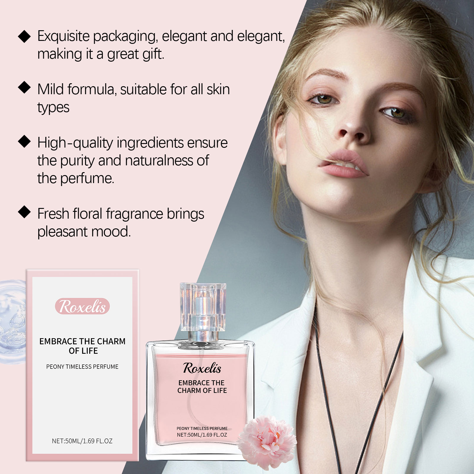 Peony Scent Eternal Perfume Natural Fresh Fragrance Release Charm Long Lasting Light Elegant Charm Dating Atmosphere Perfume