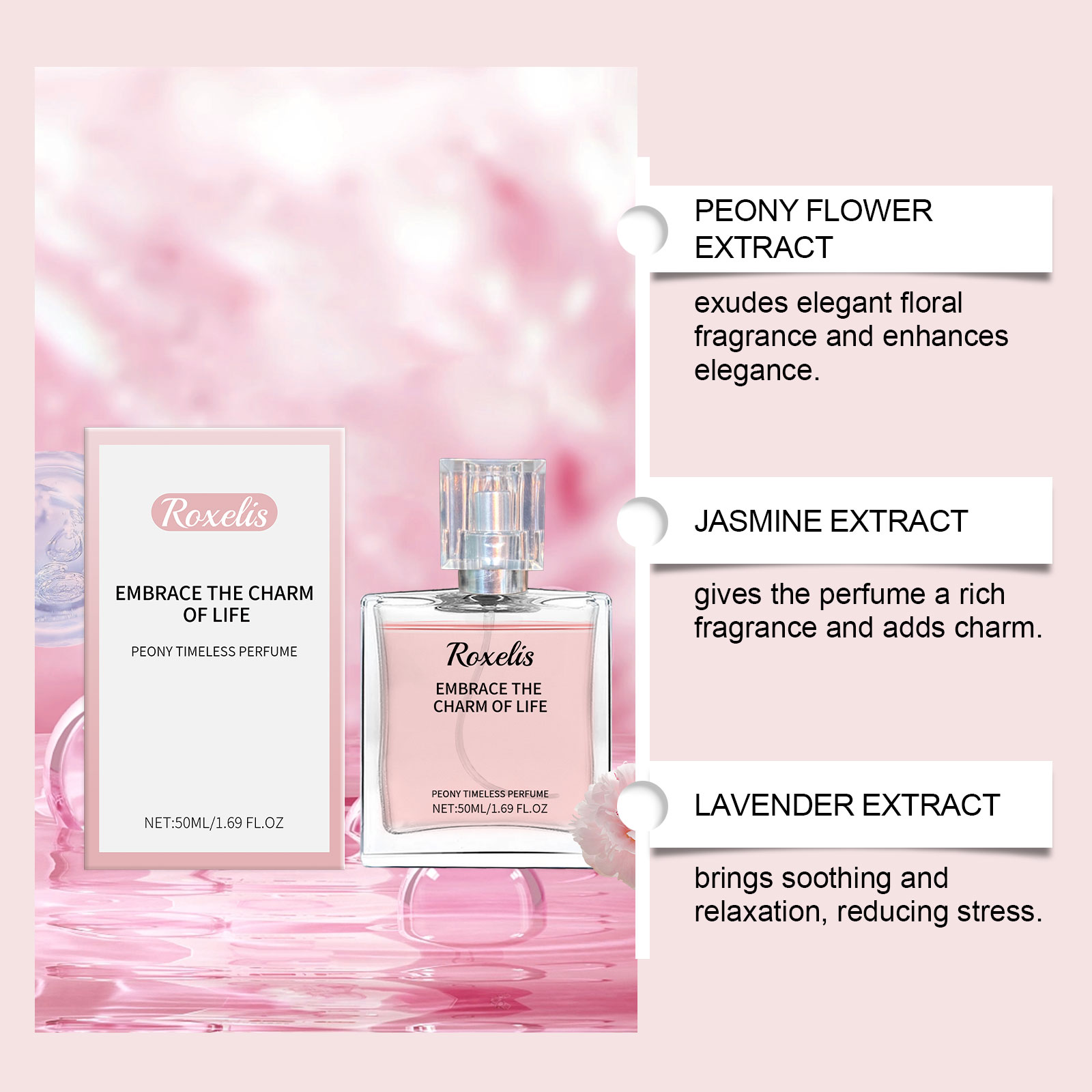 Peony Scent Eternal Perfume Natural Fresh Fragrance Release Charm Long Lasting Light Elegant Charm Dating Atmosphere Perfume