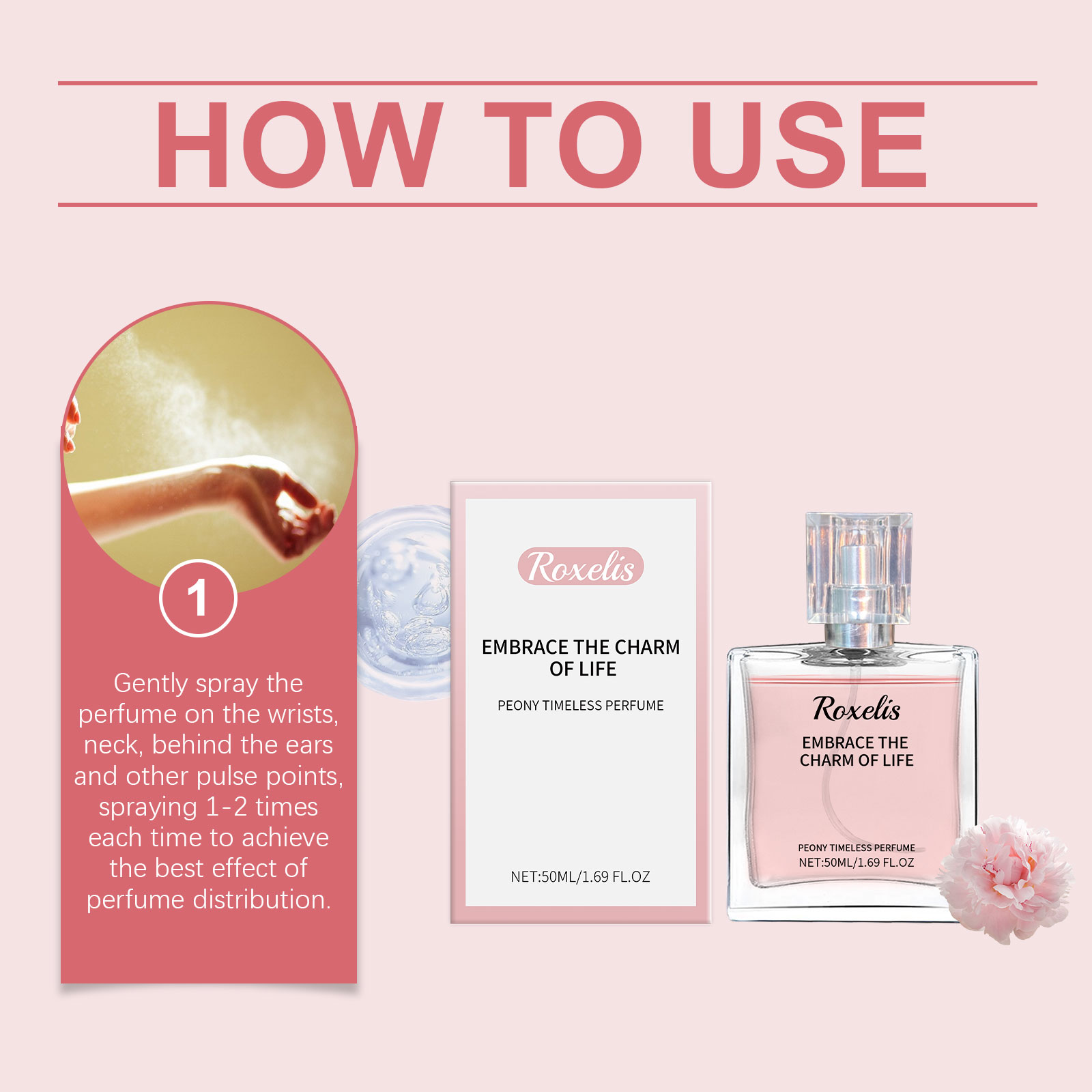 Peony Scent Eternal Perfume Natural Fresh Fragrance Release Charm Long Lasting Light Elegant Charm Dating Atmosphere Perfume