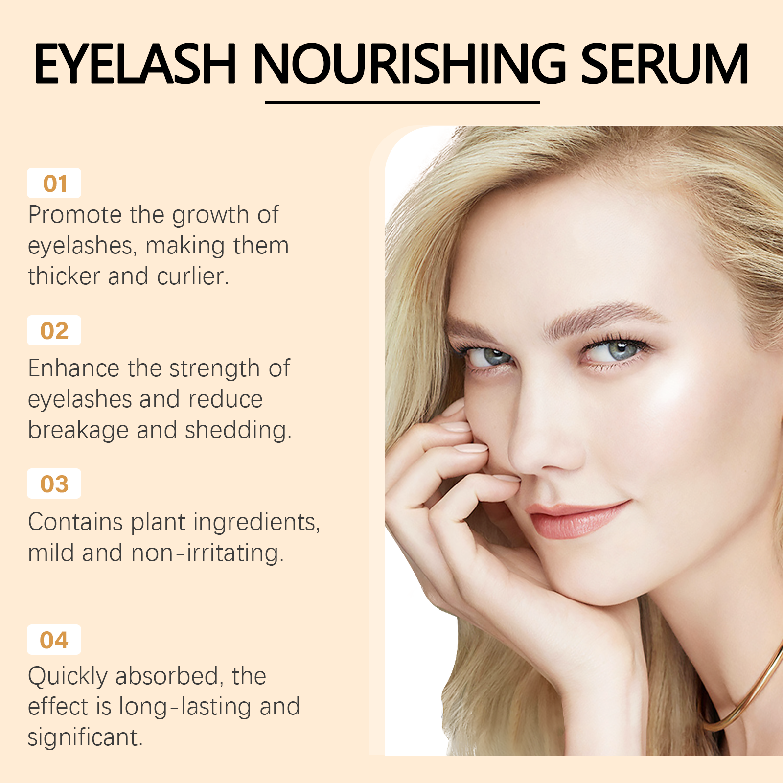 Eyelash Serum Mild Moisturizing Dark Slender Bright Natural Curly Build Charming Beautiful Eyelashes