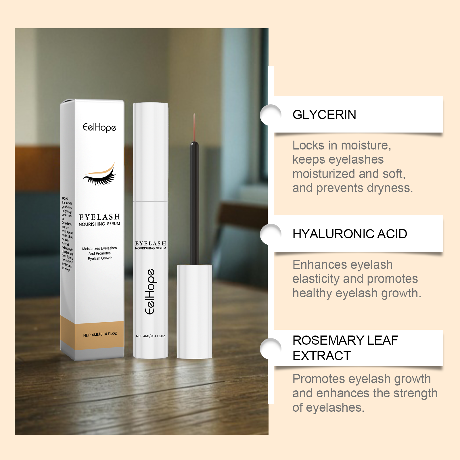 Eyelash Serum Mild Moisturizing Dark Slender Bright Natural Curly Build Charming Beautiful Eyelashes