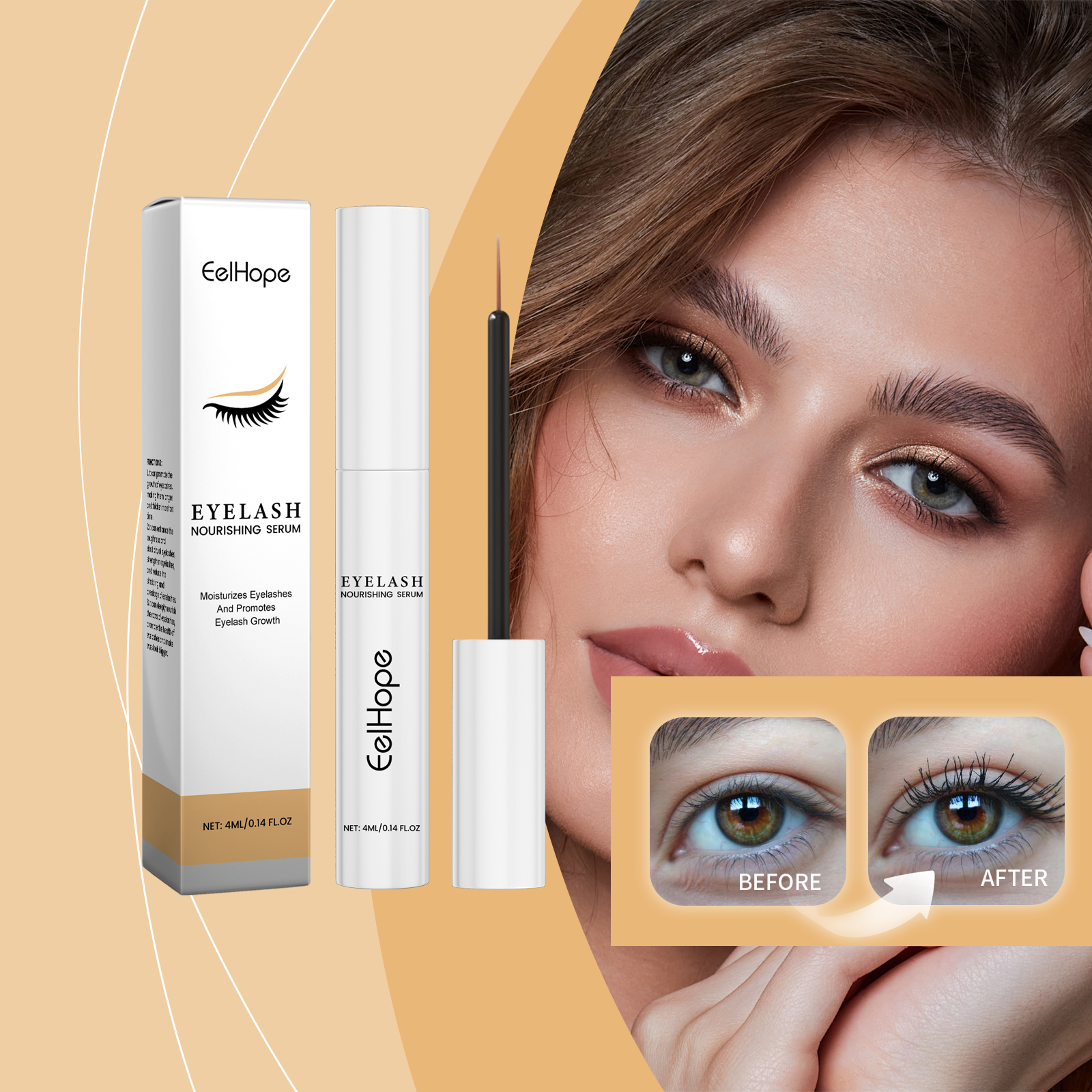 Eyelash Serum Mild Moisturizing Dark Slender Bright Natural Curly Build Charming Beautiful Eyelashes