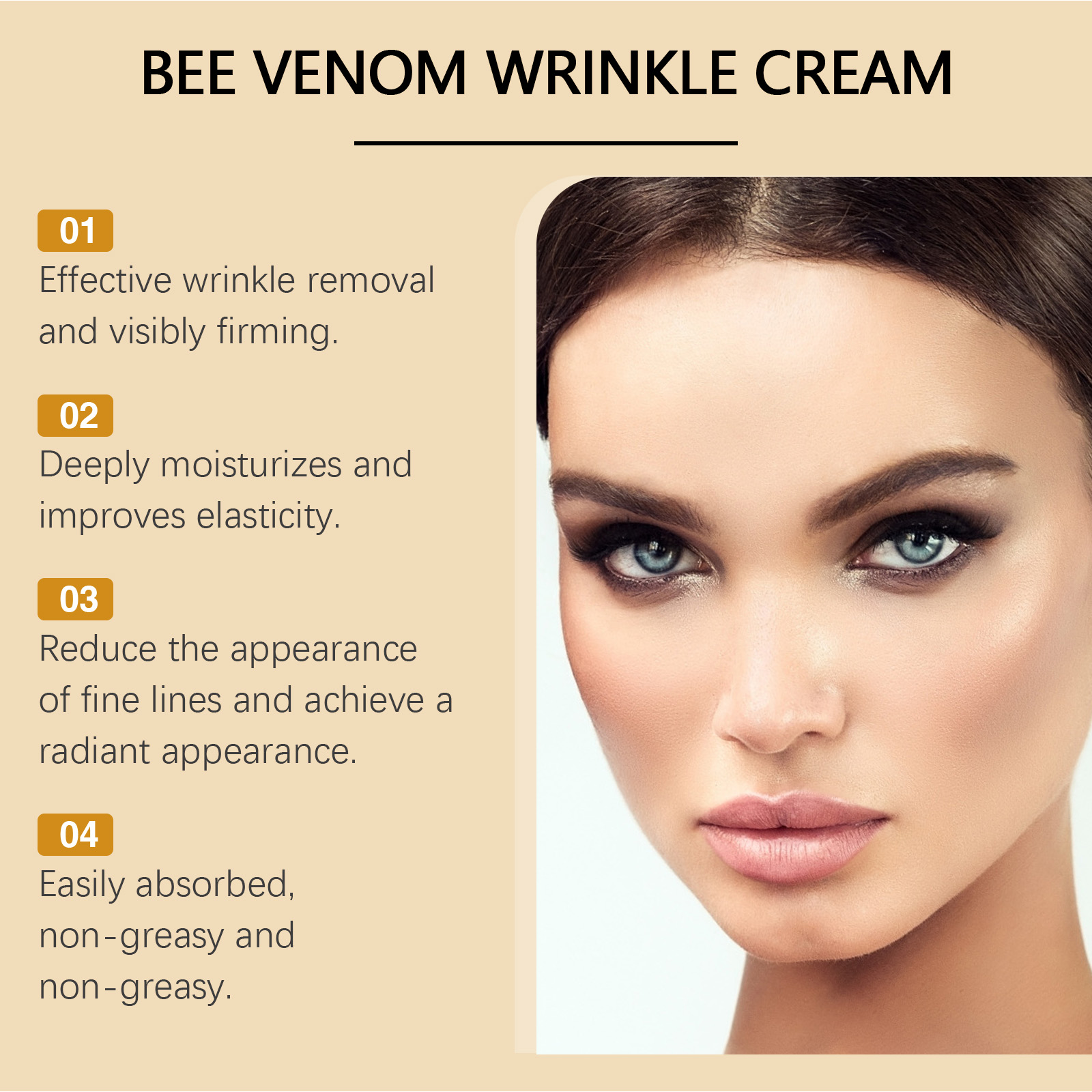 Bee Venom Facial Care Cream Mild Hydrating Moisturizing Brightening Skin Delicate Softening Smooth Skin Balm