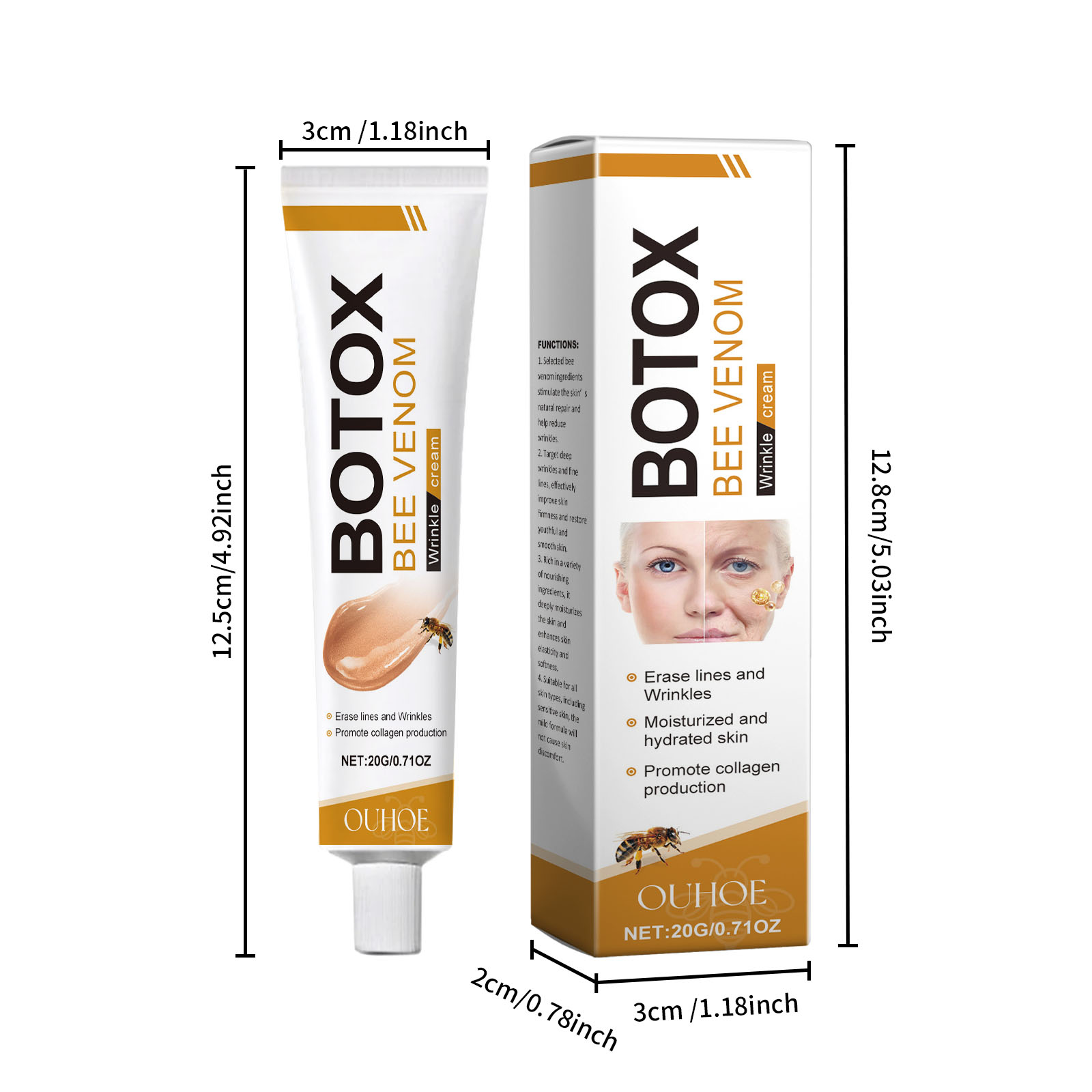 Bee Venom Facial Care Cream Mild Hydrating Moisturizing Brightening Skin Delicate Softening Smooth Skin Balm