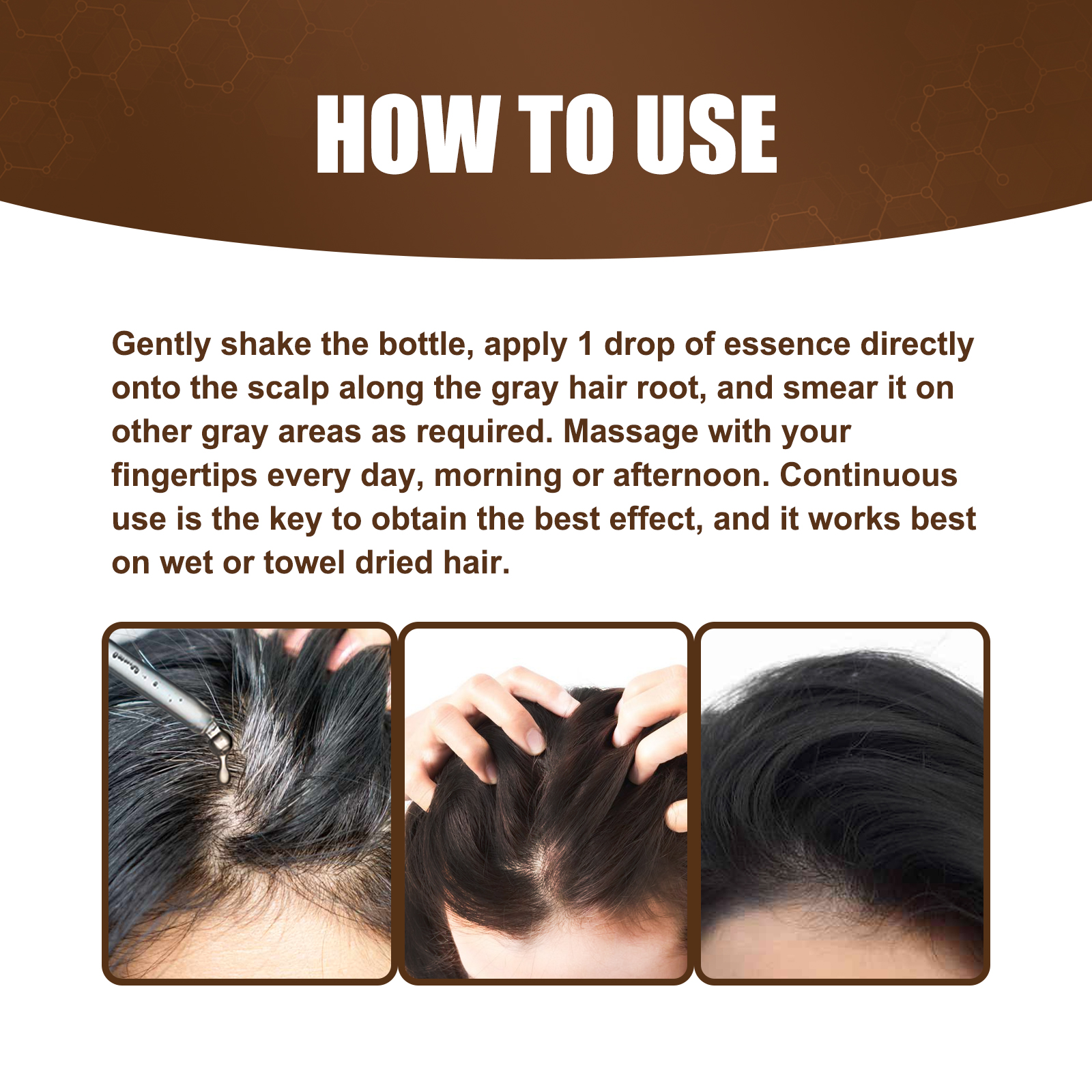 Hair Darkening Essence Scalp Nourishing Strengthening For Gray Hair Daily Massage Care