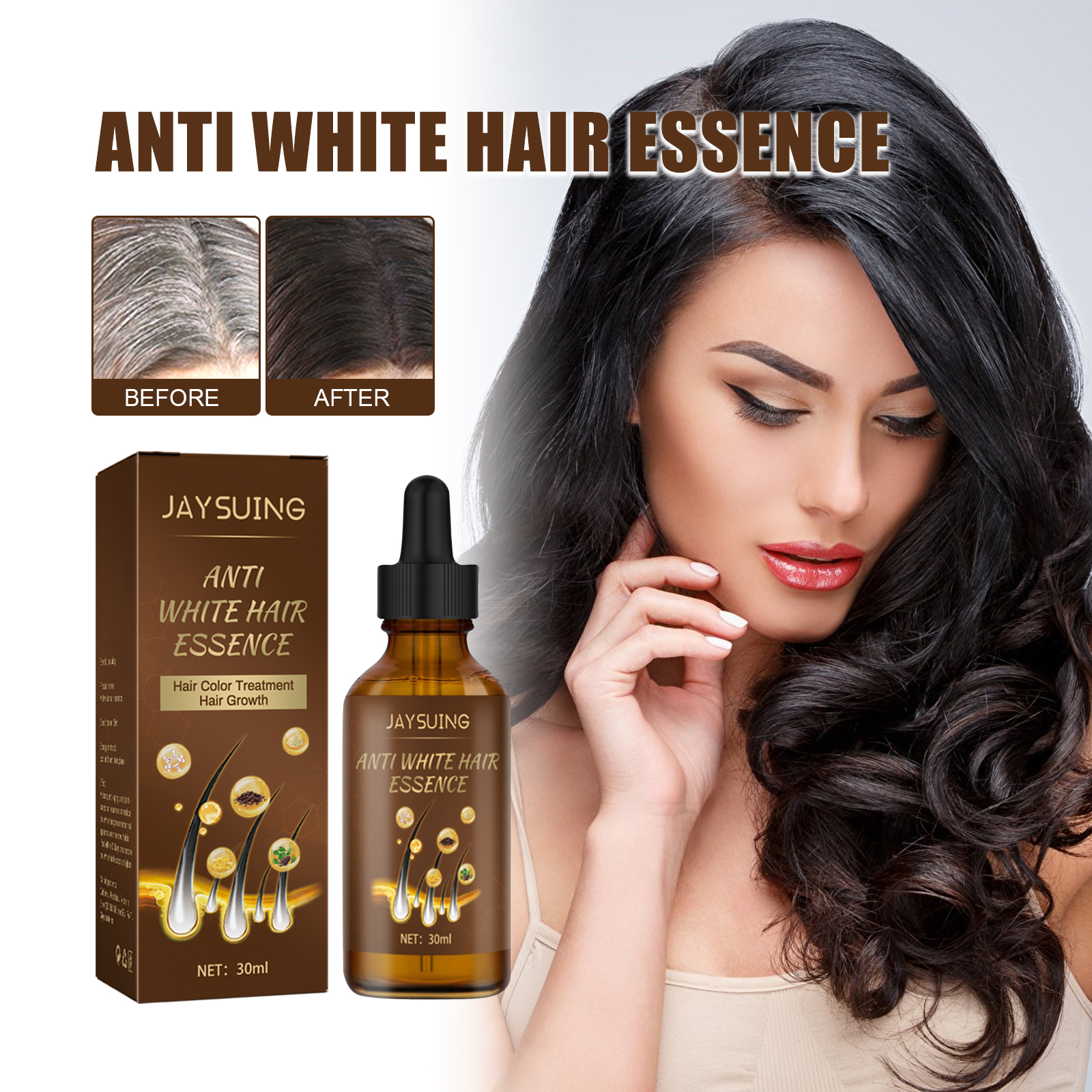 Hair Darkening Essence Scalp Nourishing Strengthening For Gray Hair Daily Massage Care