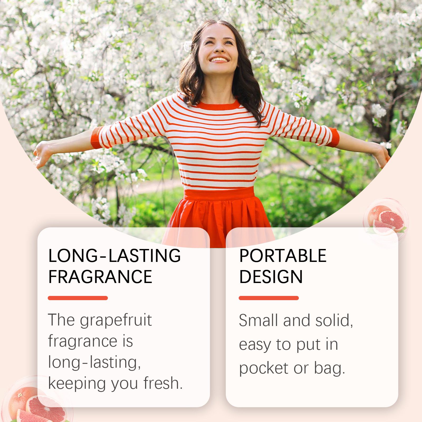 Grapefruit Solid Perfume Balm Fresh Fruity Long Lasting Portable For Daily Wear