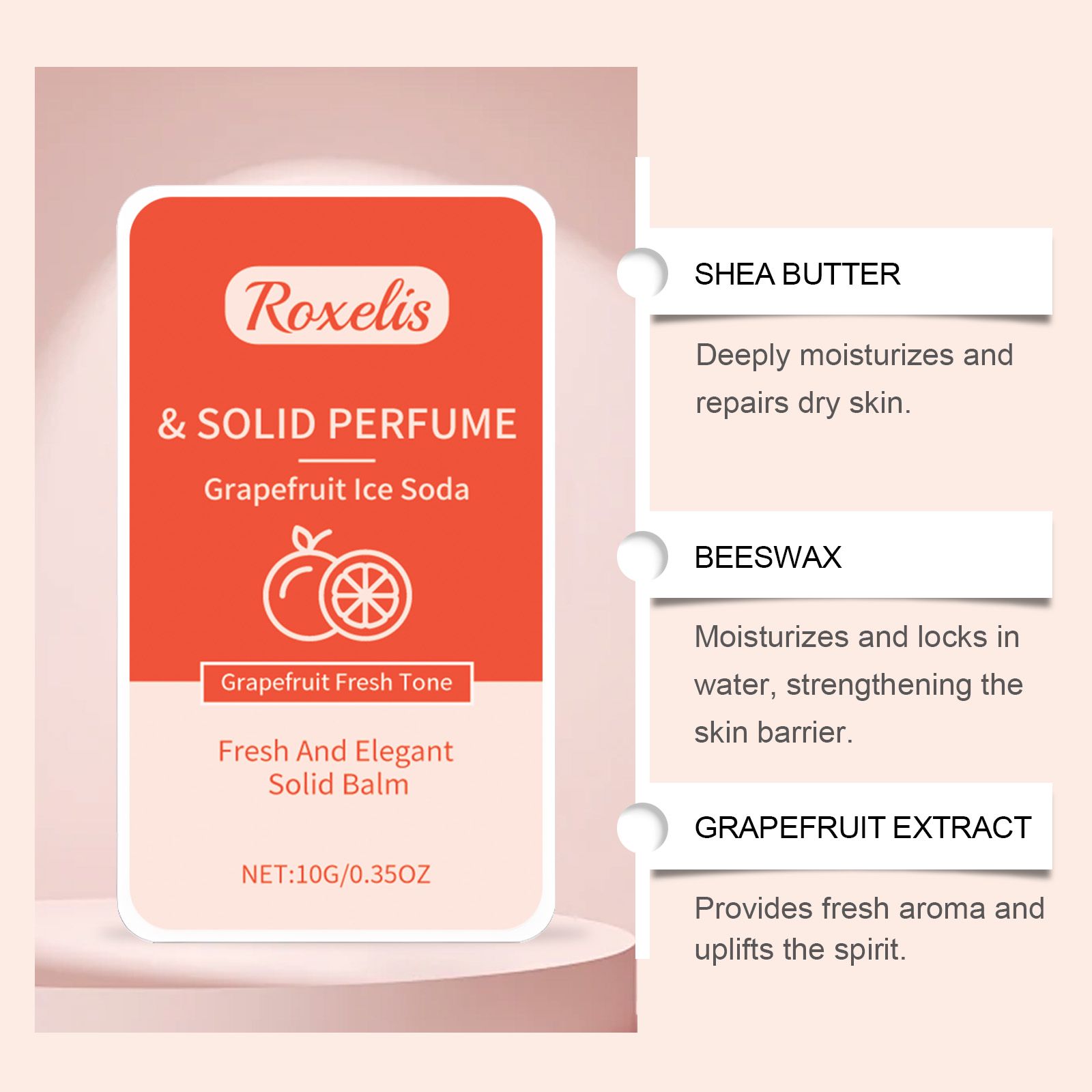 Grapefruit Solid Perfume Balm Fresh Fruity Long Lasting Portable For Daily Wear