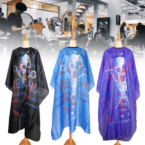 (Purple) Hairdresser Gown Soft Waterproof Large Hair Dresser Cloth for Hair Salon