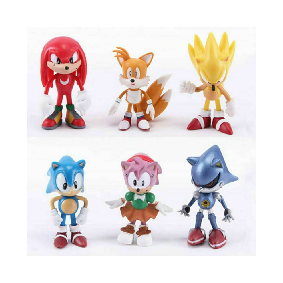 6PCS Sonic the Hedgehog Action Figure Cake Toper Birthday Gift Kids Toy