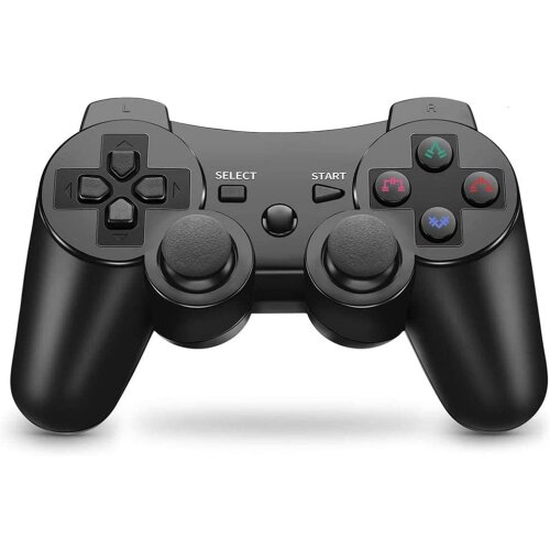 Controller Wireless for PS3 Double Shock Controller Rechargeable Gamepad Joystick for Playstation 3 with USB Charge Cable Cord